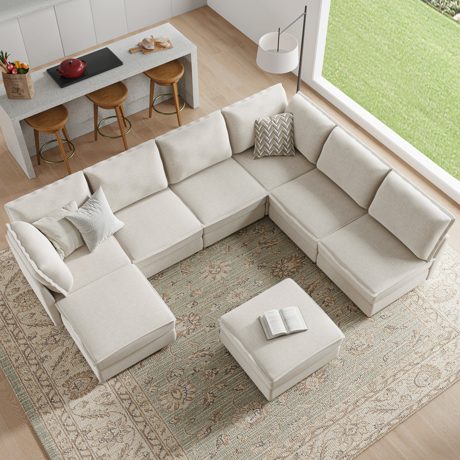 Harmetrix Oversized Soft Sectional Couch with Storage | Modern L-Shaped Sofa Bed with Hidden Compartment | Perfect for Living Room, Family Room & Small Spaces