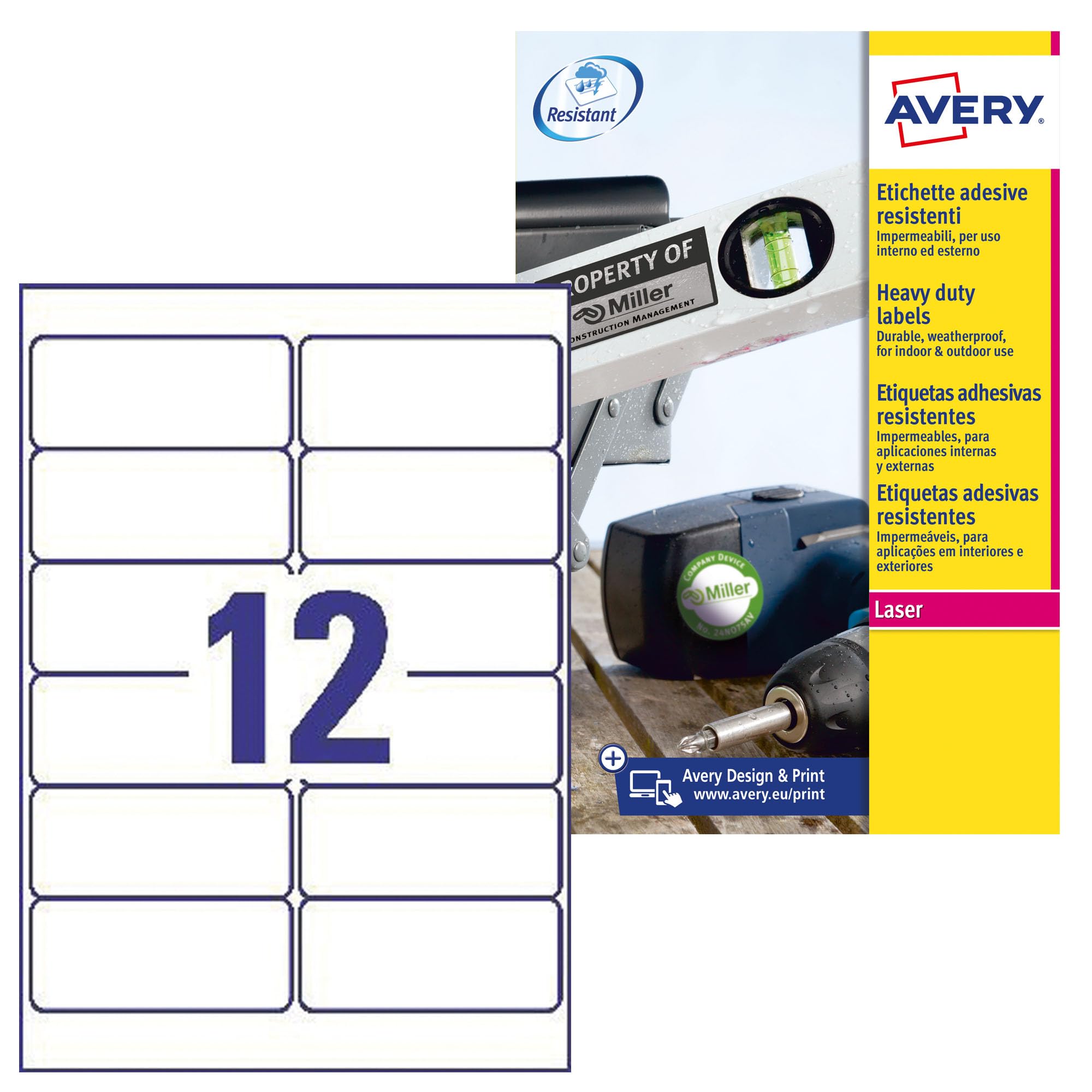 Avery Italy L6 Polyester Labels 3.9