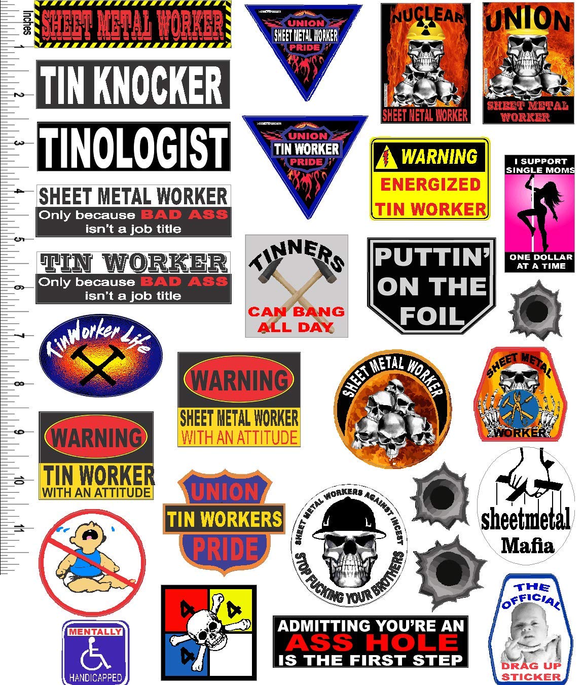 Sheet Metal Worker 29 Sticker Pack - Premium Vinyl Decals for Toolboxes, Hard Hats & Work Gear - Durable Industrial Stickers for Mechanics & Welders