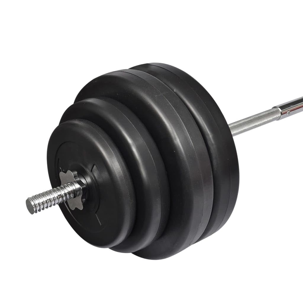 vidaXL 132 lb Barbell Set with Weight Plates & Grip Handles - Heavy Duty Metal Home Gym Equipment for Strength Training, Weightlifting & CrossFit Workouts | Perfect for Home Gym, Personal Training Centers & Fitness Enthusiasts