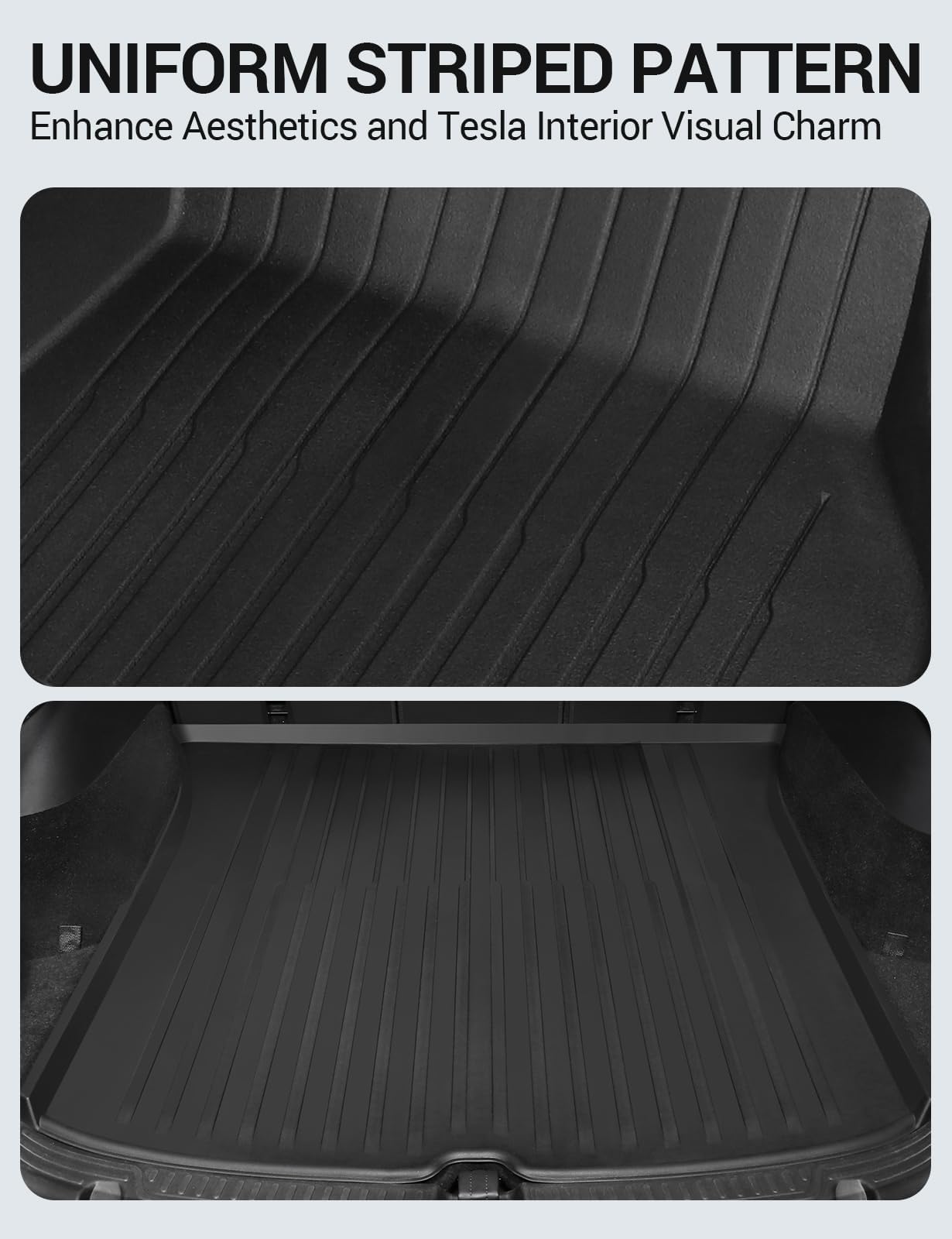 BASENOR 2025 Tesla Model Y All-Weather Waterproof Trunk Mat & Cargo Liner Set - TPE Anti-Slip Rear Trunk Mat, Frunk Liner & 2nd Row Seat Back Protector - Interior Accessories for Tesla Model Y 2020-2024 | Perfect for Road Trips, Camping & Daily Protection