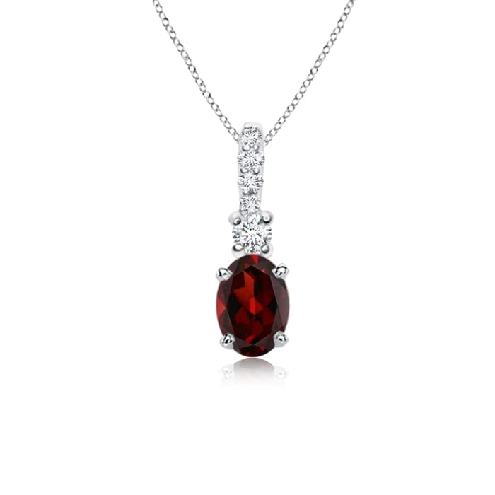 Natural Oval Garnet Pendant with Diamond Bale in Sterling Silver/14K Gold/Platinum | January Birthstone Jewelry for Women, Birthday, Engagement, Anniversary & Wedding Gift | Perfect for Everyday Wear, Date Nights & Special Occasions