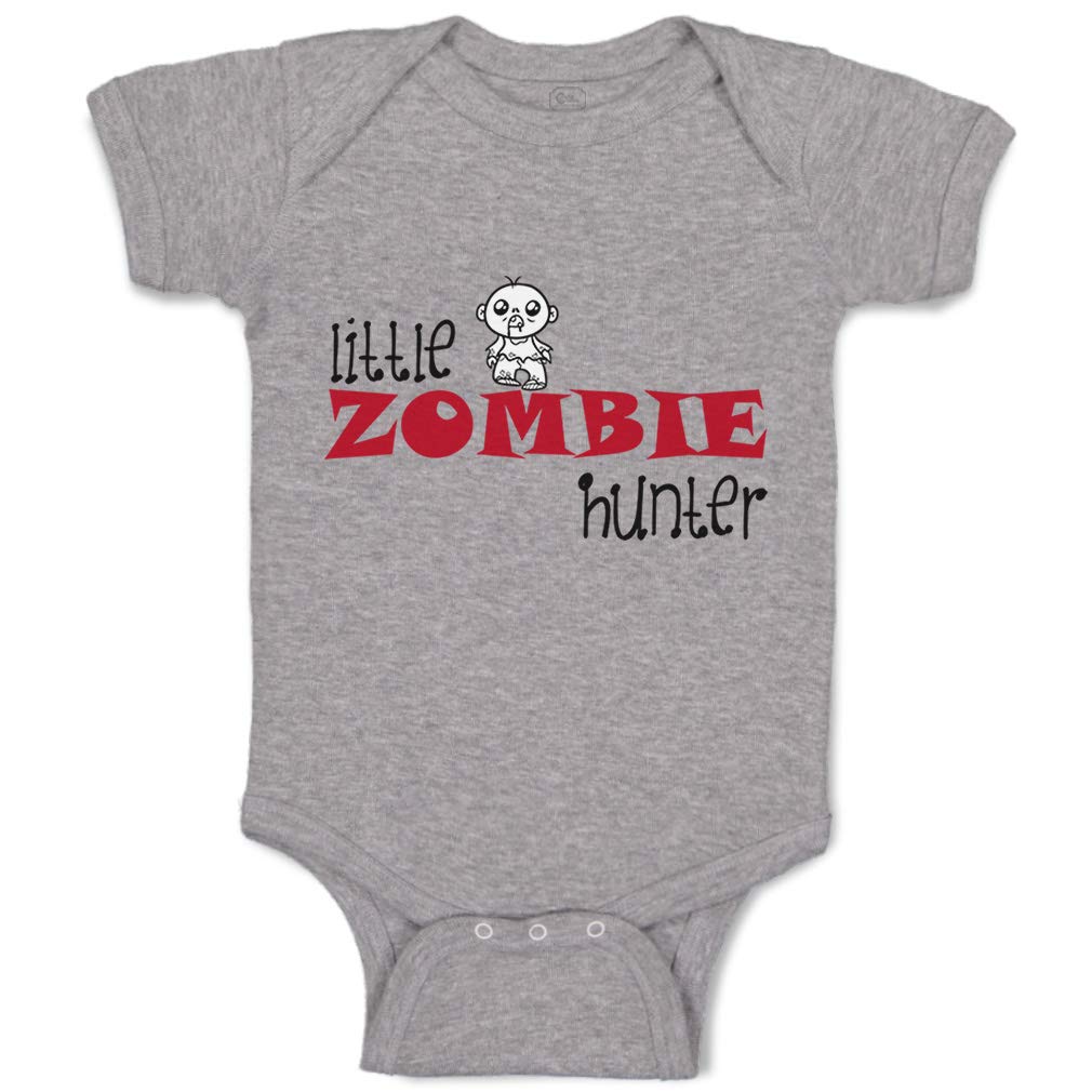 Custom Baby Bodysuit - Little Zombie Hunter Design | Funny Humor Cotton Onesie for Boys & Girls | Newborn Infant Outfit in Oxford Gray | Perfect for Halloween, Costume Parties & Photo Shoots