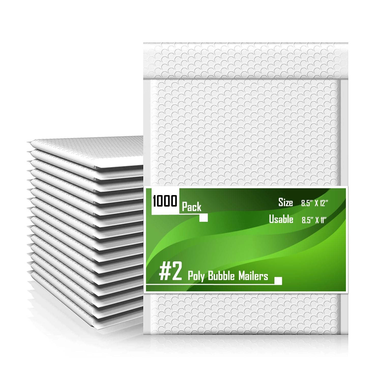 Poly Bubble Mailers #2 8.5x12 Inches - 1000 Pack Self-Seal Padded Shipping Envelopes | Durable Cushioned Mailing Bags for Ecommerce, Small Business & Package Protection | Perfect for Shipping Jewelry, Books & Fragile Items