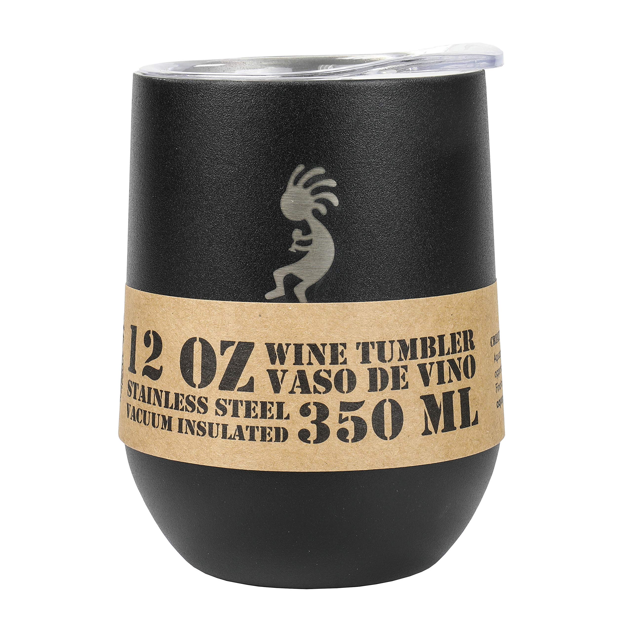 Aquapelli 12oz Vacuum Insulated Wine Tumbler - Leakproof Stainless Steel Travel Mug with Lid, Midnight Black - Perfect for Outdoor Picnics, Commuting & Office Use