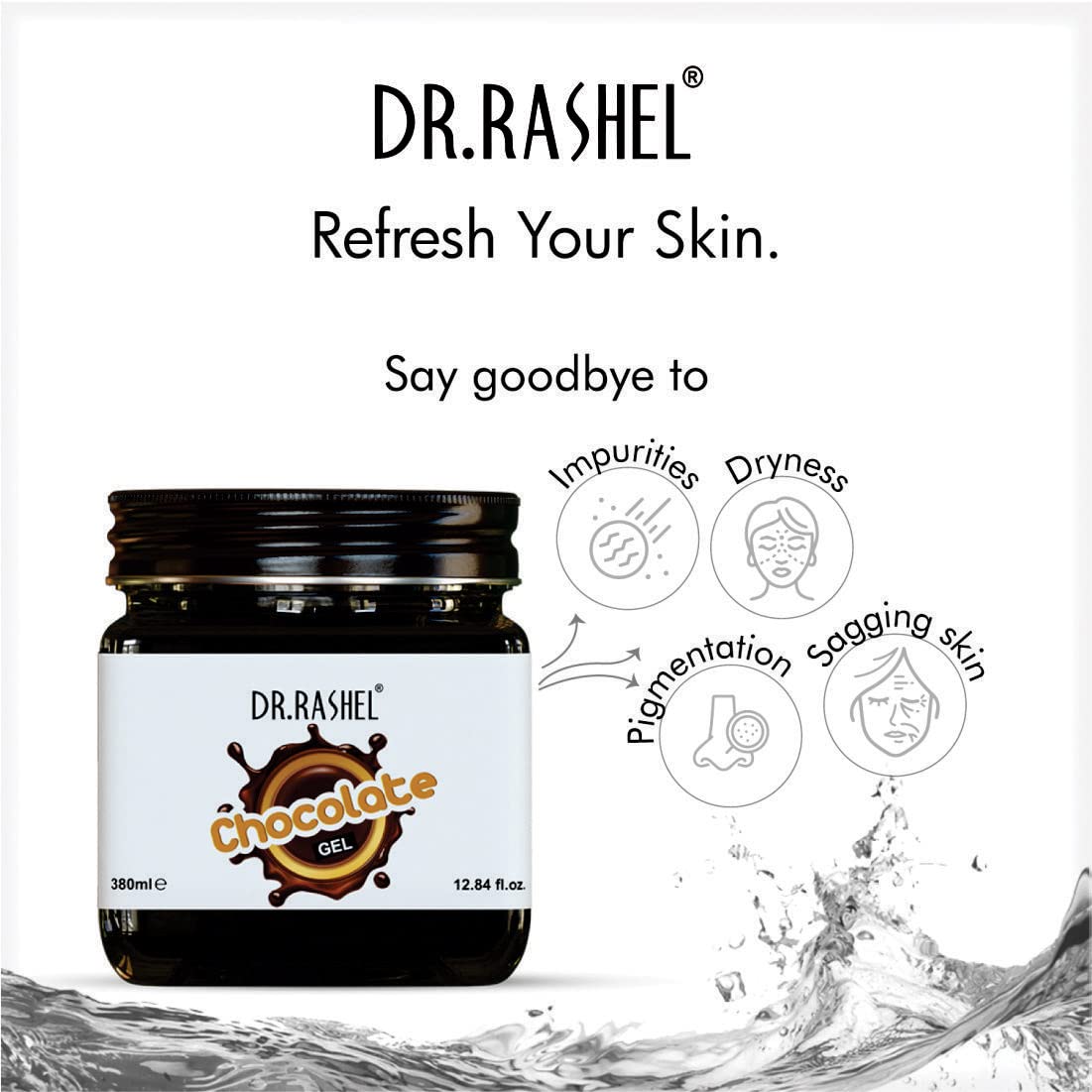 Dr. Rashel Chocolate Glowing Gel - Dark Spot Corrector & Hydrating Face Moisturizer for Brighter Skin | 380ml (12.8oz) | Pack of 1 | Perfect for Night Routine & Dry Skin Care