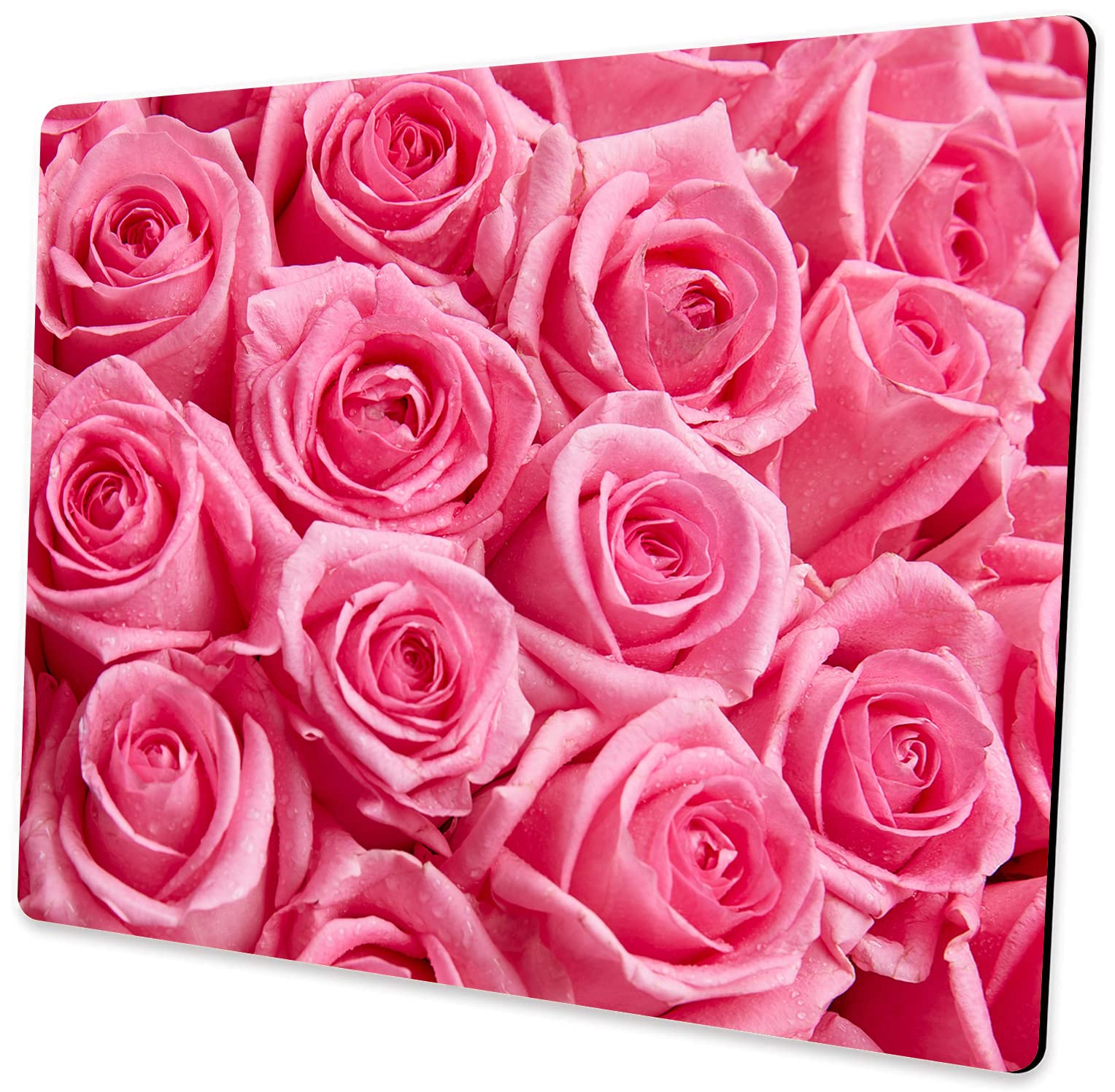 Custom Square Gaming Mouse Pad with Pink Rose Flower Design - Non-Slip Rubber Base for PC & Laptop - Perfect for Office Work, Gaming & Home Computer Use