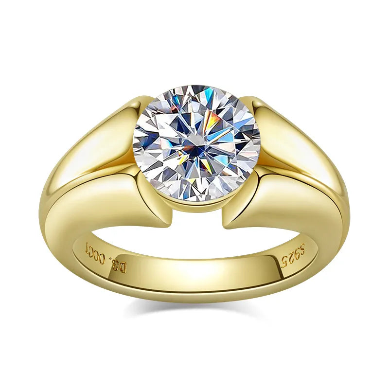 3 Carat Moissanite Engagement Ring for Women - 925 Sterling Silver Wedding Band with Yellow Gemstone, Anniversary Gift for Her - Perfect for Proposals, Bridal Jewelry & Special Occasions
