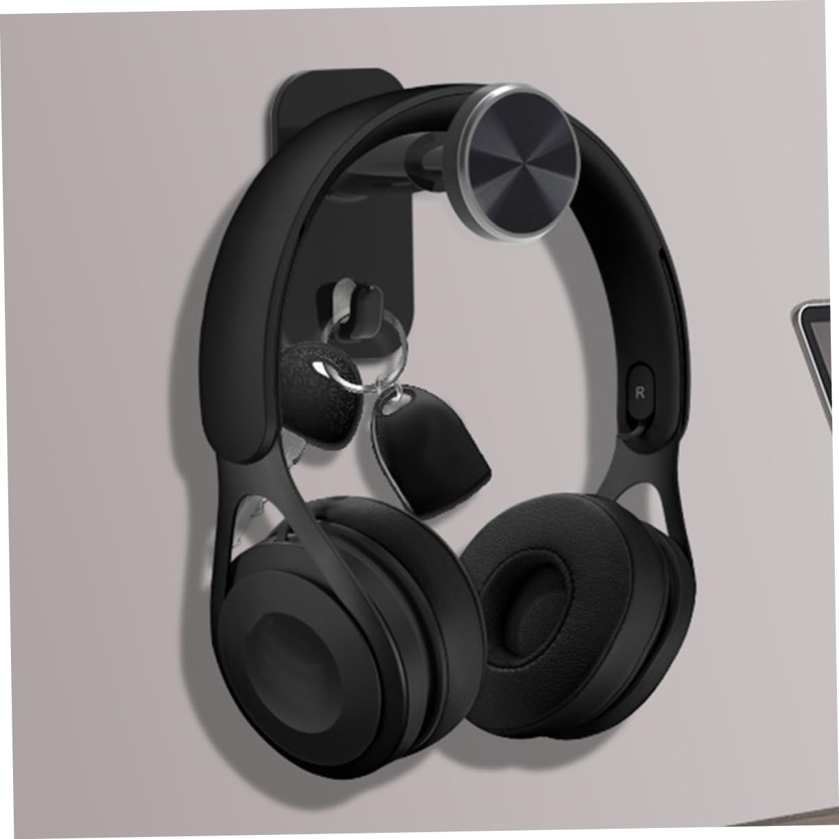 IMIKEYA Wall Mount Headphone Holder - Universal Headset Hook for Gaming, Office & Home Use - Space Saving Headphone Hanger - Durable Black Design - Perfect for Desk, Bedroom & Studio Organization