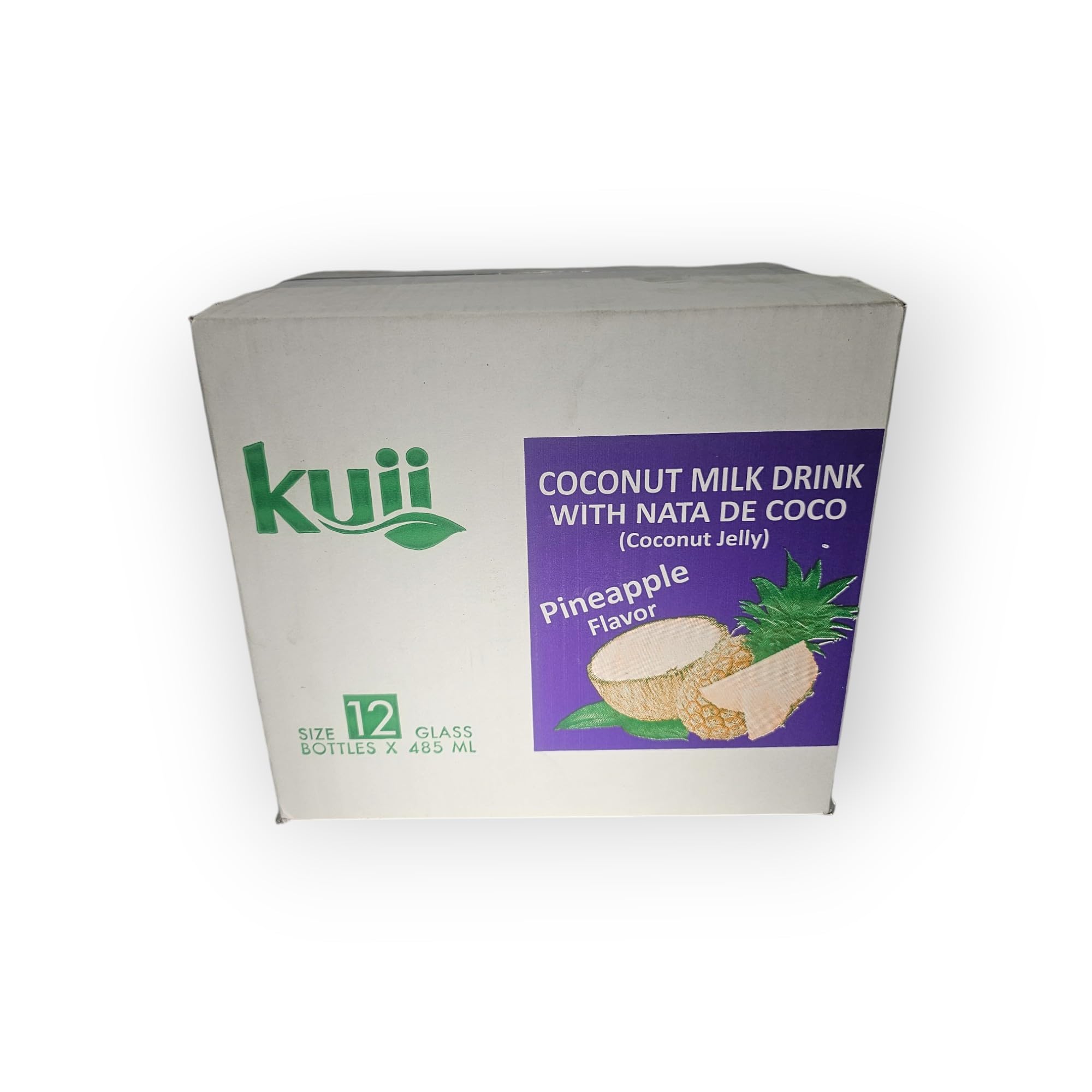 Kuii Premium Coconut Milk Drink with Nata de Coco & Pineapple Flavor - 12 Pack (485ml/16.3oz Each) - Refreshing Tropical Beverage for Smoothies, Desserts & Healthy Snacks