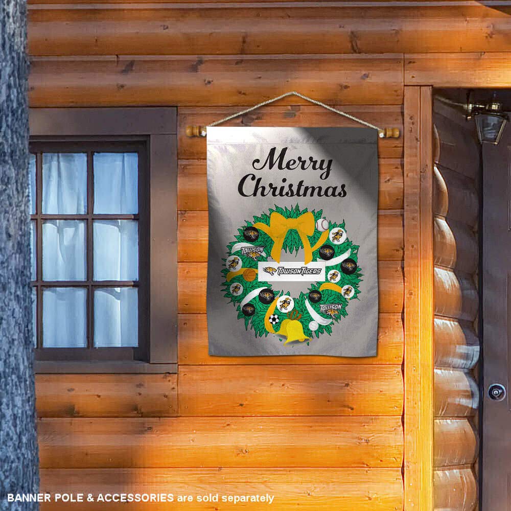 Towson Tigers Happy Holidays Christmas Banner Flag - Perfect for Home Decor, Parties & Festive Celebrations