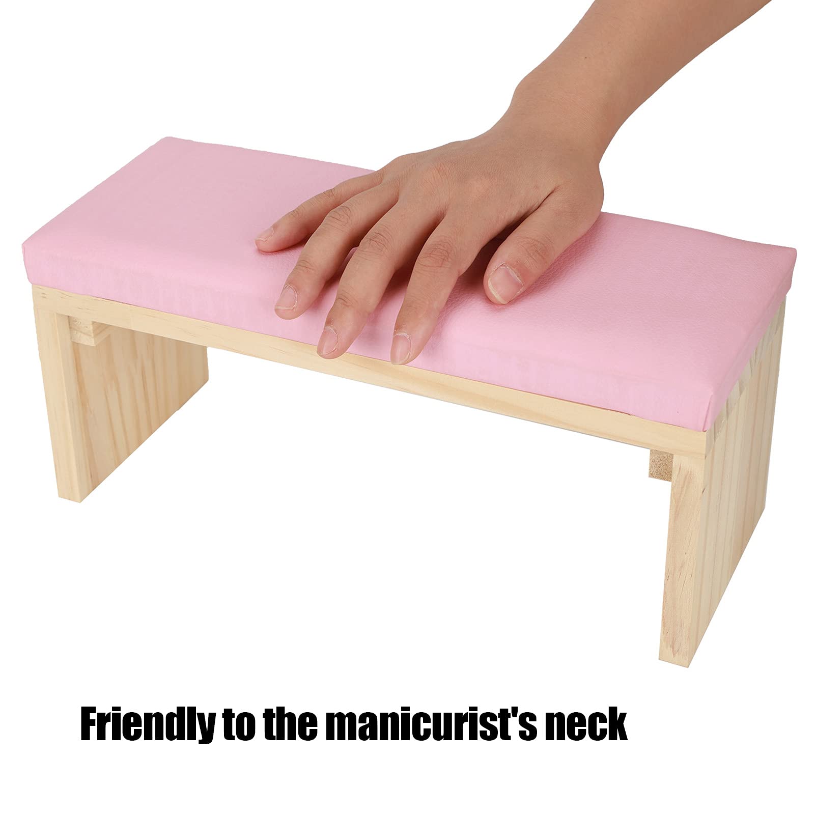 Professional Nail Art Hand Rest Pillow - PU Leather Manicure Arm Cushion with Wooden Stand for Salon & Home DIY, Perfect for Gel Polish, Acrylic Nails & Nail Art Design