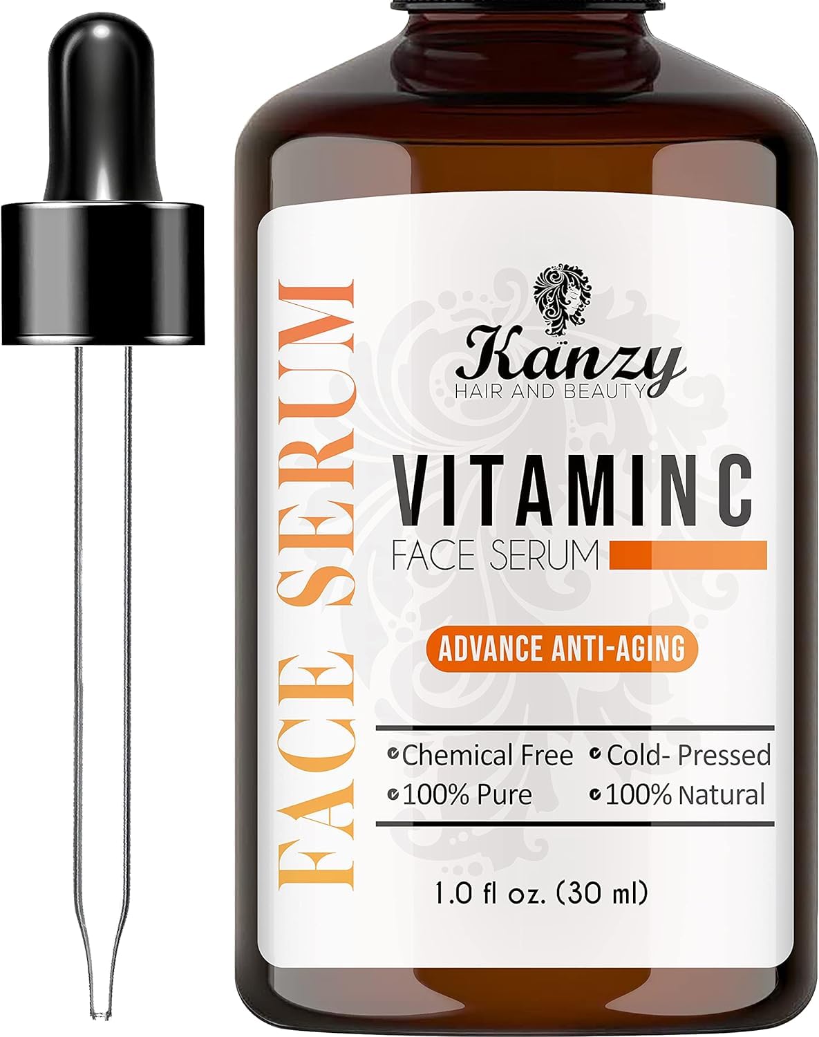 Kanzy 20% Vitamin C Serum with Hyaluronic Acid - 30ml Brightening Face Serum for Dark Spots & Even Skin Tone | Boosts Collagen & Elasticity | Anti-Aging Skincare for Women & Men | Day & Night Use for Glowing Complexion