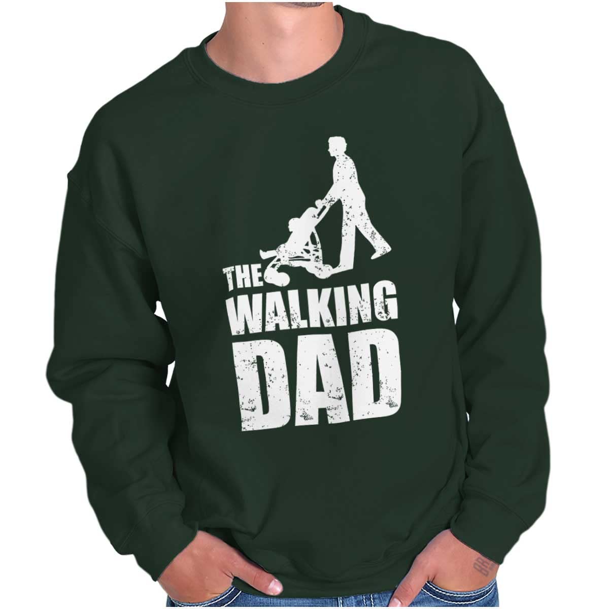 Walking Dad Nerdy Zombie Movie Lover Men's Crewneck Sweatshirt | Funny Graphic Novelty Pullover Hoodie for Zombie Fans | Perfect for Halloween, Movie Nights & Geek Culture Events