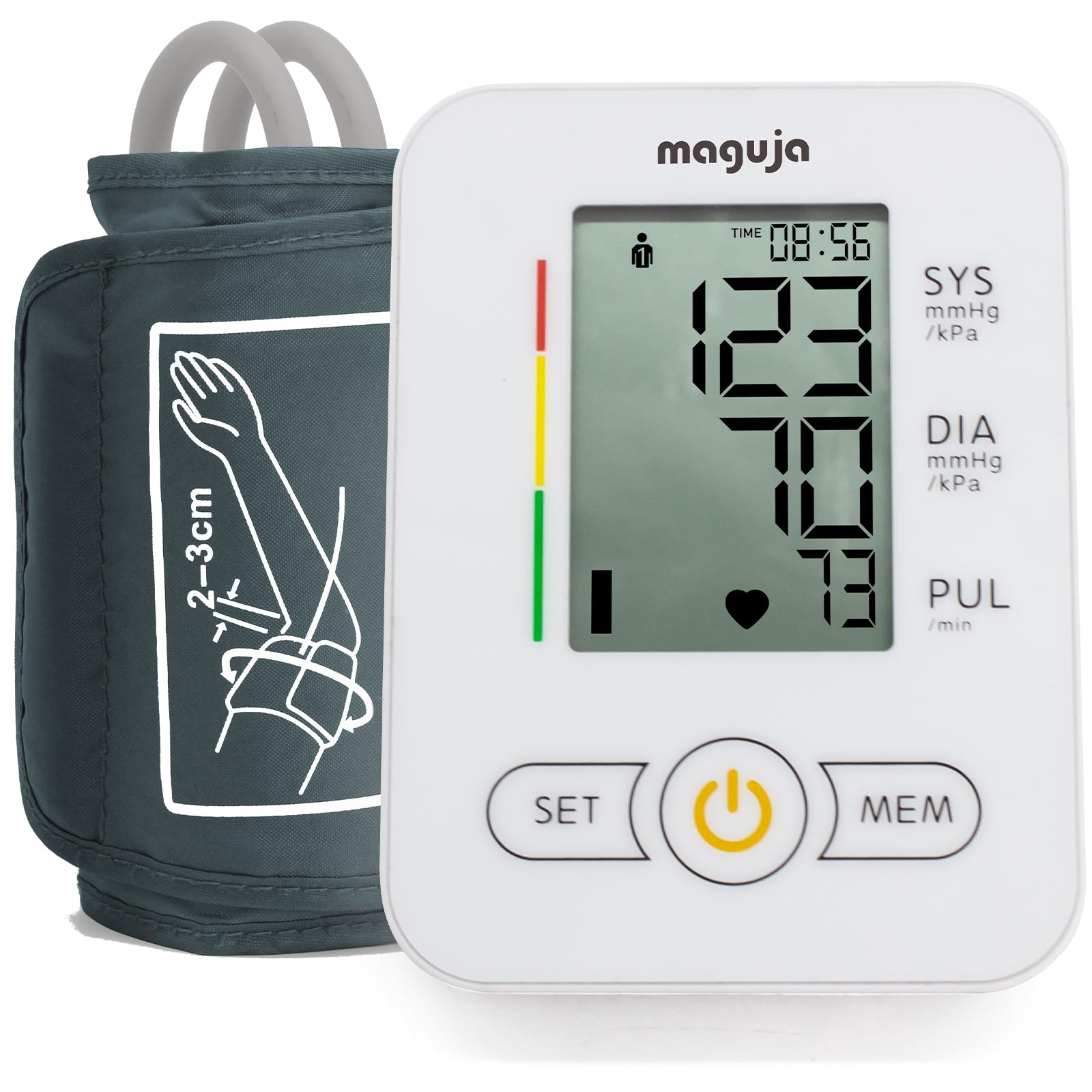 Maguja Automatic Digital Upper Arm Blood Pressure Monitor with Wide Range Cuff & Voice Broadcast - Accurate Home Blood Pressure Machine for Adults (White) - Ideal for Daily Health Monitoring & Hypertension Management