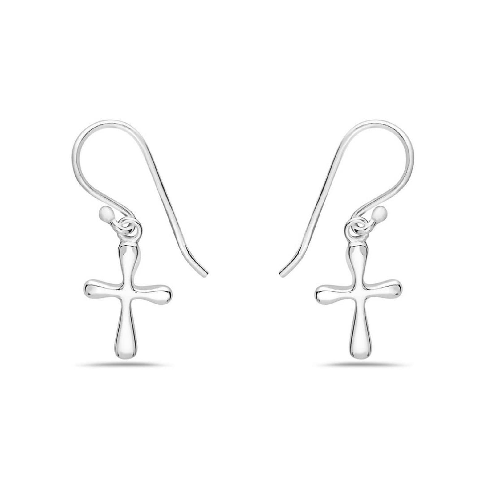 925 Sterling Silver Tiny Dangling Cross Threader Earrings - Small Dangle Bubble Cross Design for Women | Perfect for Church, Weddings & Everyday Wear