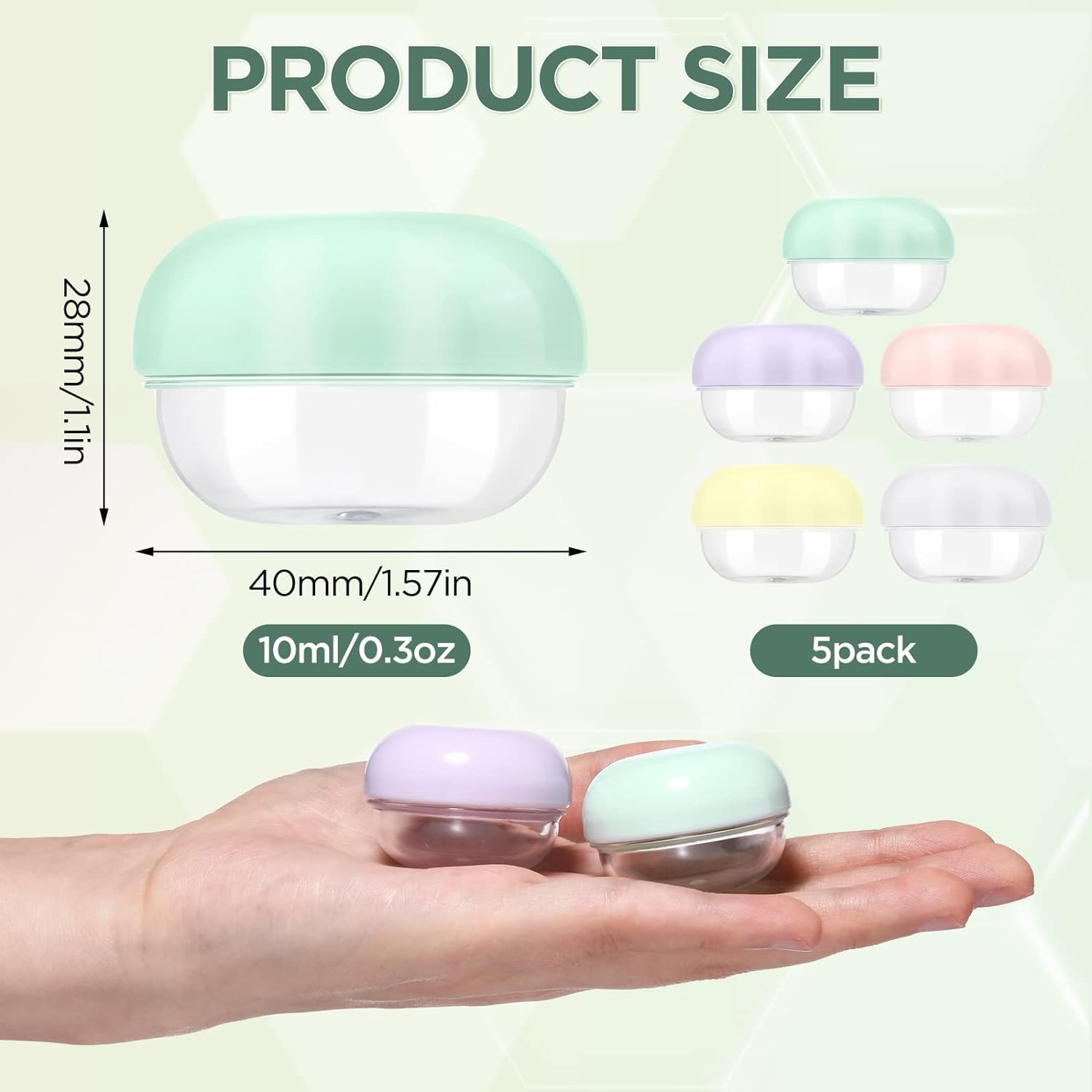 RONRONS 5-Pack 10ml Leak Proof Mini Travel Jars with Lids & Labels - Small Plastic Containers for Creams, Lip Balm, Cosmetics, Jewelry & Toiletries - Perfect for Air Travel, Gym Bag, Makeup Organizer & Moisturizer Storage