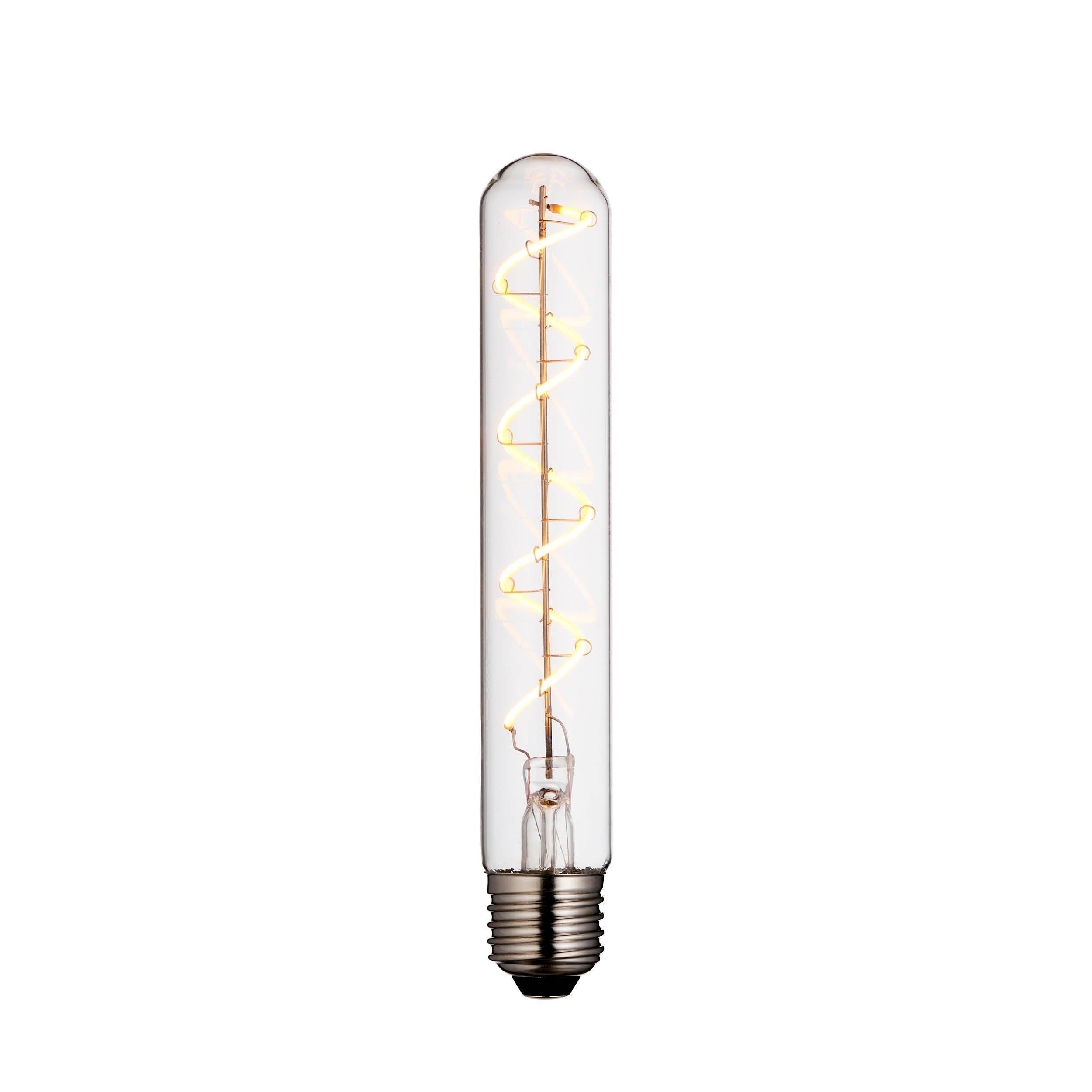 2 Pack Spiral Tubular E27 Filament Clear Glass 4W LED Light Bulbs - Vintage Edison Style for Chandeliers, Pendant Lights & Home Decor