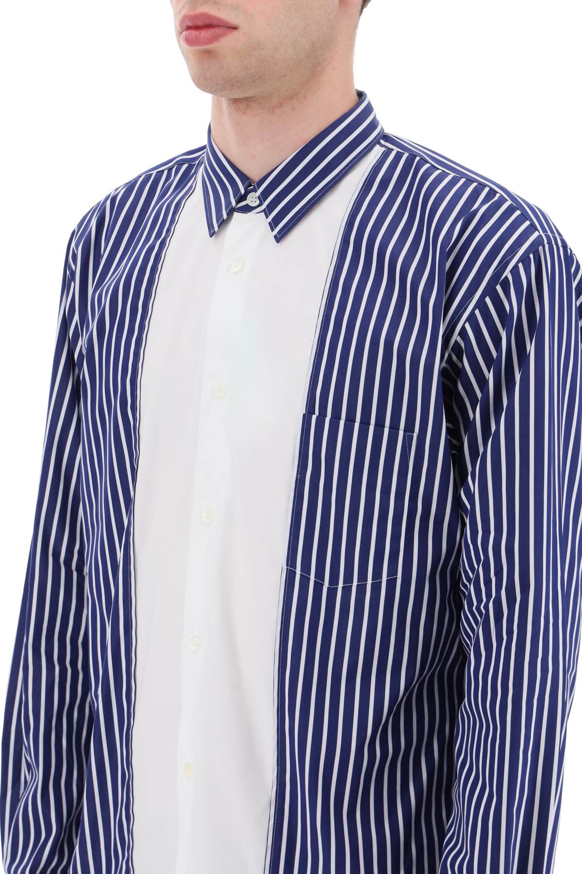 Comme des Garcons Striped Cotton Shirt for Men - Classic Casual Button Down Shirt for Office, Date Night & Everyday Wear