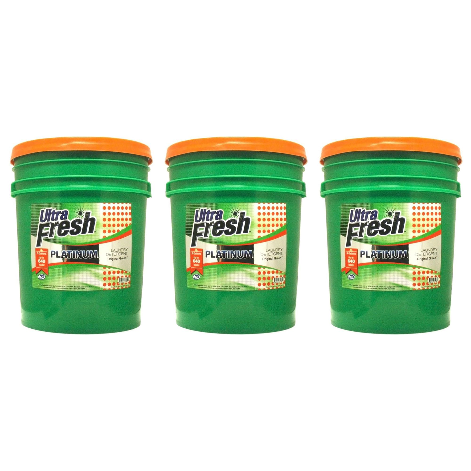 6X Concentrated Platinum 5 Gallon Laundry Detergent Liquid - Works in All Washing Machines (HE, Top & Front Load) with Easy Dispensing Pump - 640 Loads per Jug - Original Green Scent (3 Pack) - Perfect for Large Families, Laundromats & Commercial Use