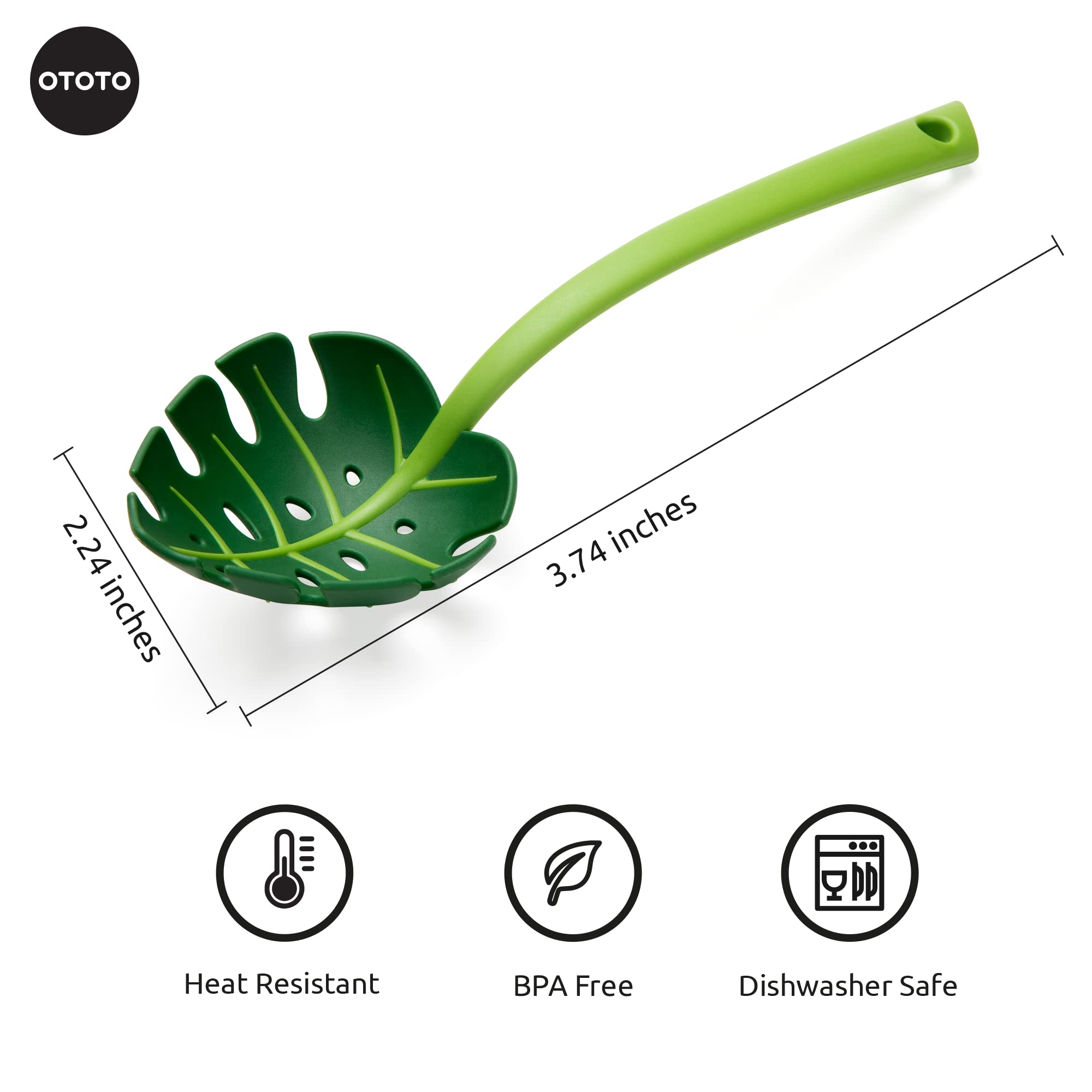 OTOTO Jungle Spoon Monstera Ladle - BPA-Free High Heat Resistant Nylon Cooking Spoon for Nonstick Cookware - Perfect for Soups, Sauces & Kitchen Decor - Unique Kitchen Gadgets & Gifts for Home Chefs