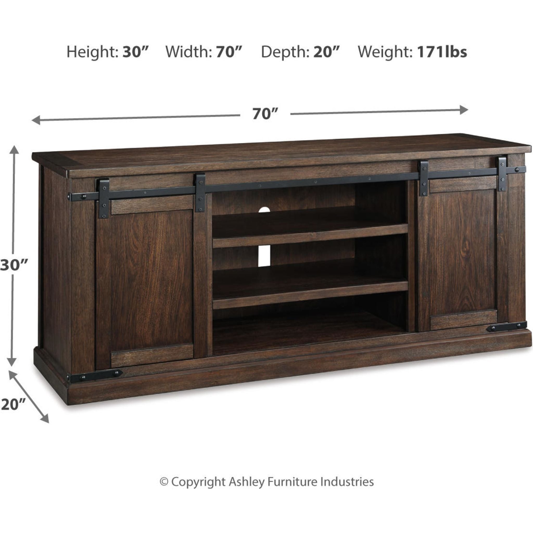 Budmore Rustic Brown TV Stand - Wooden Entertainment Center for Living Room, Bedroom & Home Theater - Stylish & Durable TV Console with Storage Shelves