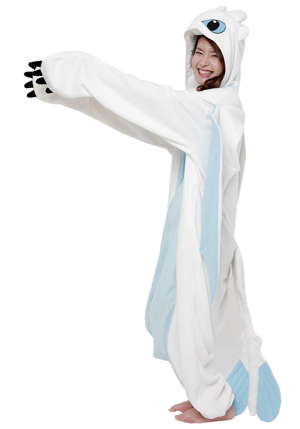 SAZAC Kigurumi How to Train Your Dragon Light Fury Onesie Jumpsuit - Adult Halloween Costume & Pajamas for Cosplay, Movie Nights, and Anime Conventions