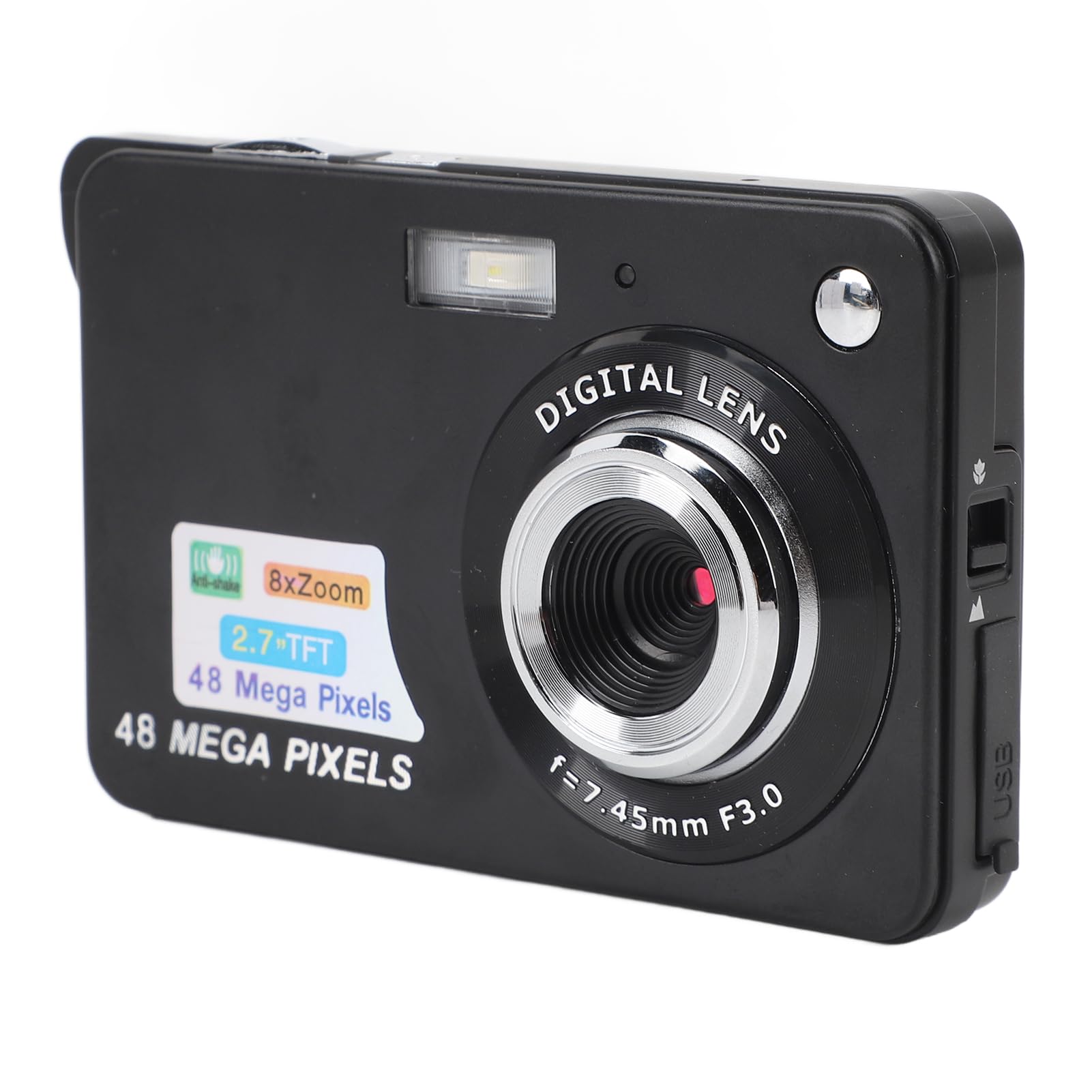 48MP 4K Digital Camera for Kids & Vlogging - 8x Zoom Autofocus with Face Beauty, Anti-Shake & Color Filters - 2.7
