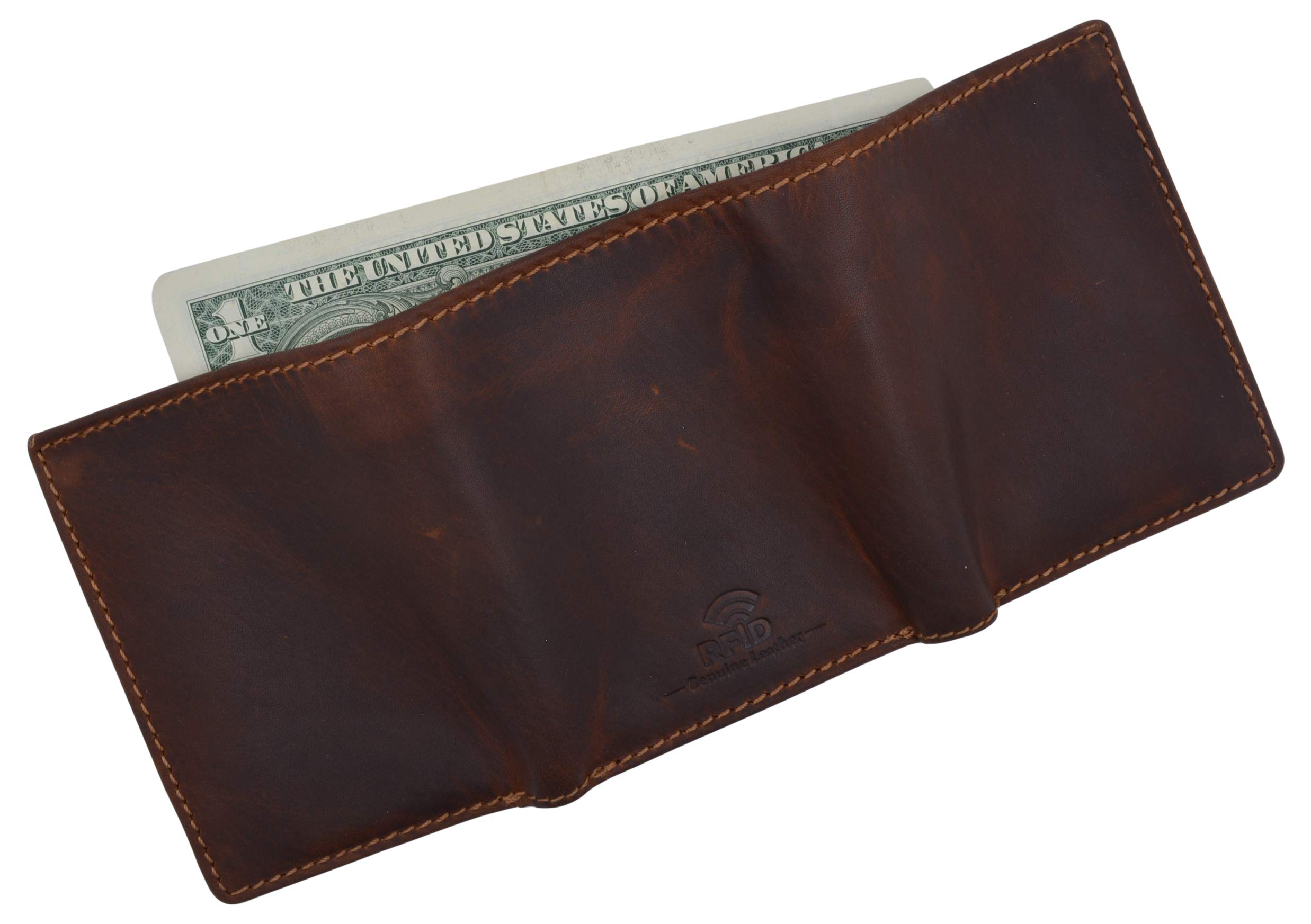 Vintage Leather RFID Blocking Wallet for Men - Classic Trifold Credit Card & ID Holder - Perfect for Travel, Business & Everyday Use
