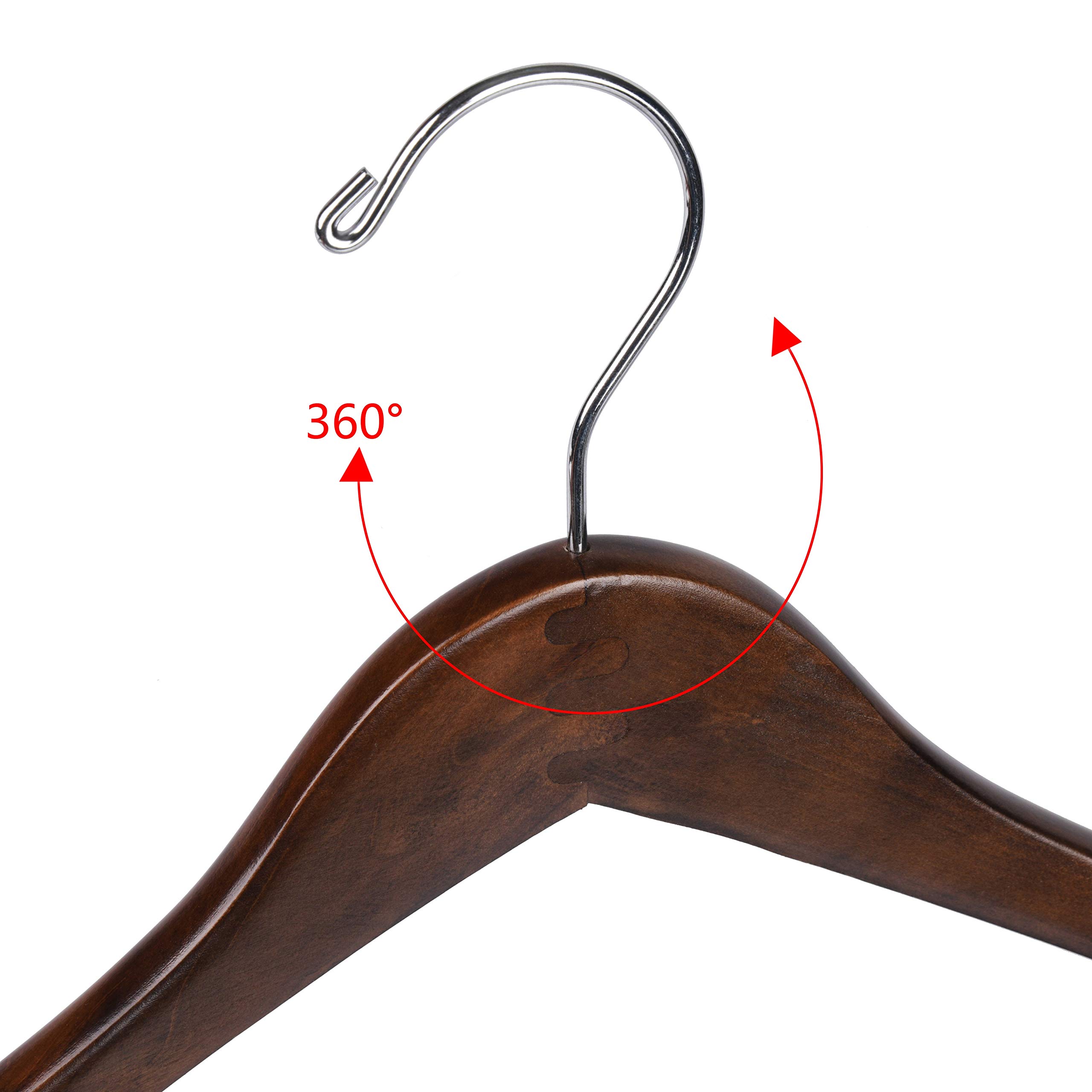 Premium 100-Pack Wooden Hangers for Suits & Coats - Heavy Duty Curved Shoulder Design with Locking Bar, Retro Finish - Ideal for Closet Organization, Travel & Luxury Garment Storage