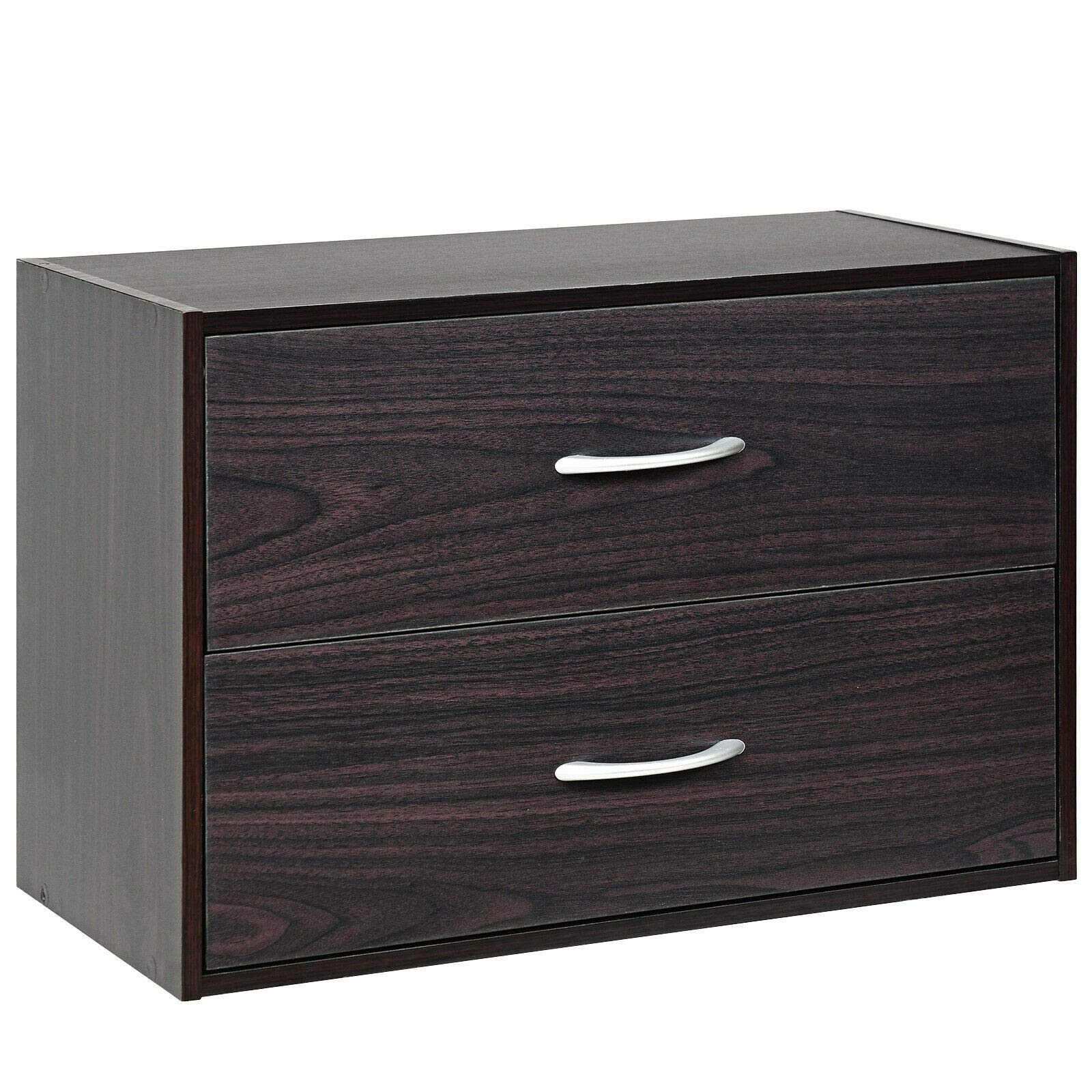 LIVIZA 2-Drawer Stackable Horizontal Storage Cabinet Dresser Chest with Handles - Lateral File Organizer for Home Office Organization (Coffee Brown) | Perfect for Bedroom Closet, Living Room & Workspace Storage Solutions