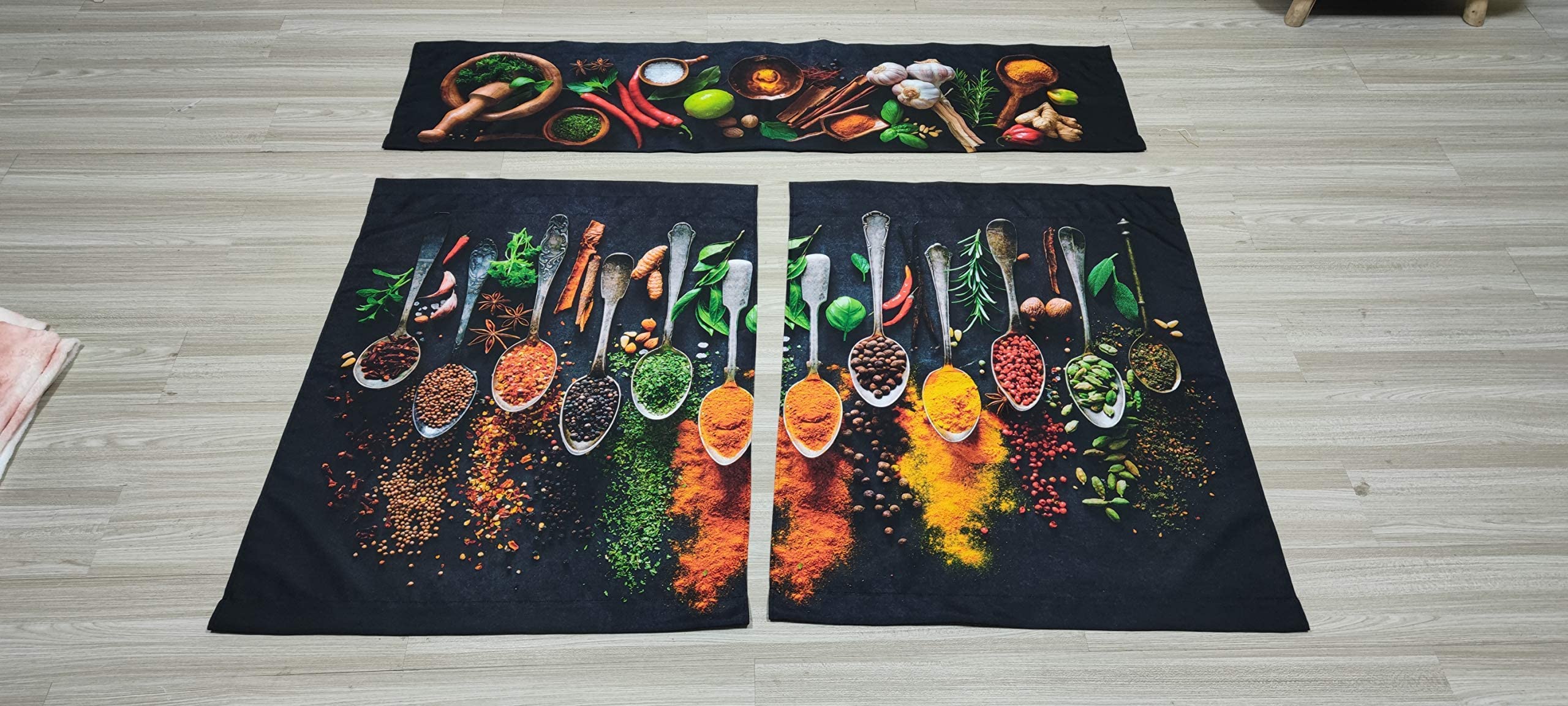 UpNUpCo Artistic Spicy Kitchen Curtain Set - 3-Piece Spicy Themed Fabric Window Treatment with Valance for Mexican, Southwestern & Eclectic Home Decor - Perfect for Kitchens, Dining Rooms & Farmhouse Style Interiors