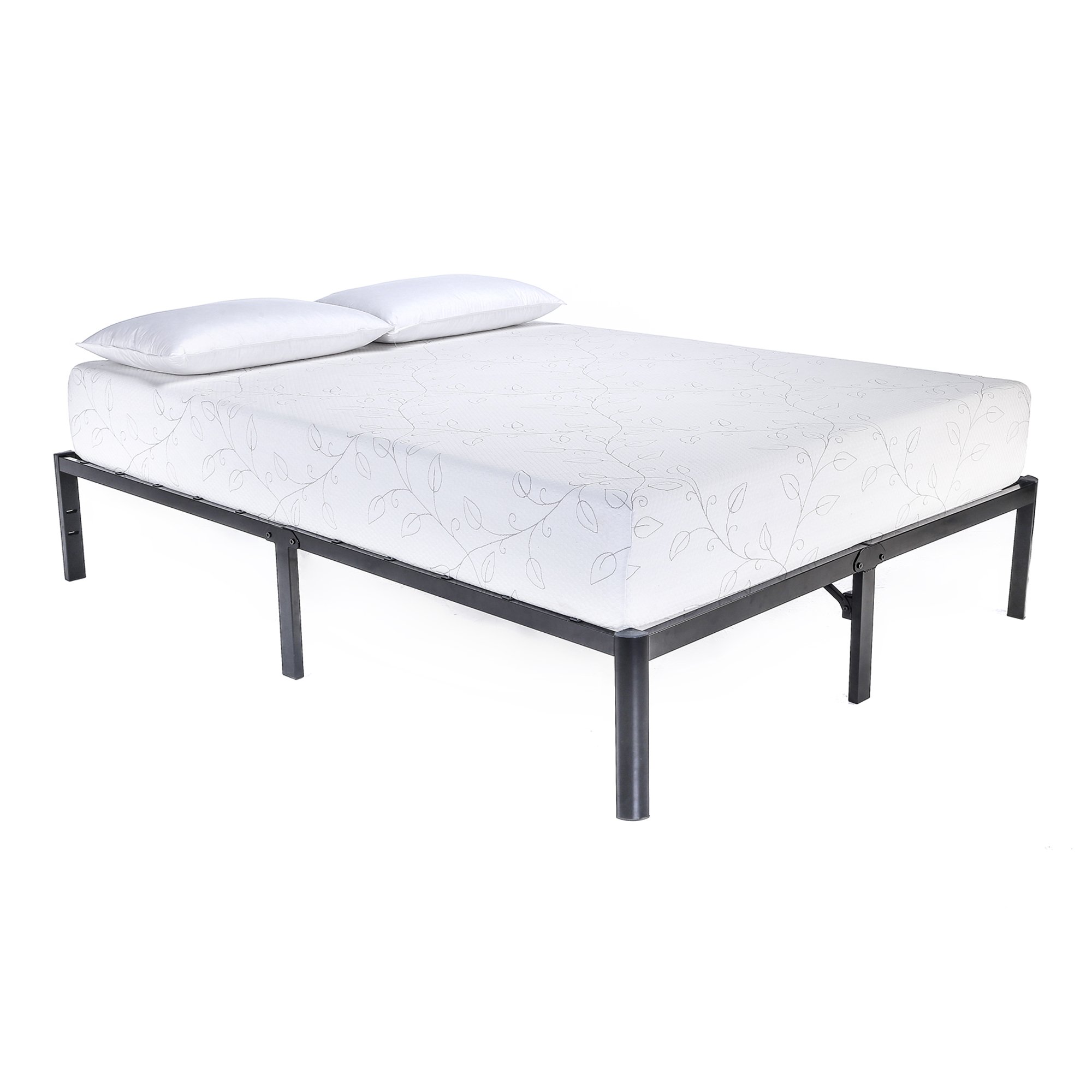 V&LX 14 Inch Tall Steel Slat Bed Frame - Sturdy Platform Bed with Box Spring Replacement - Perfect for Modern Bedrooms & Guest Rooms