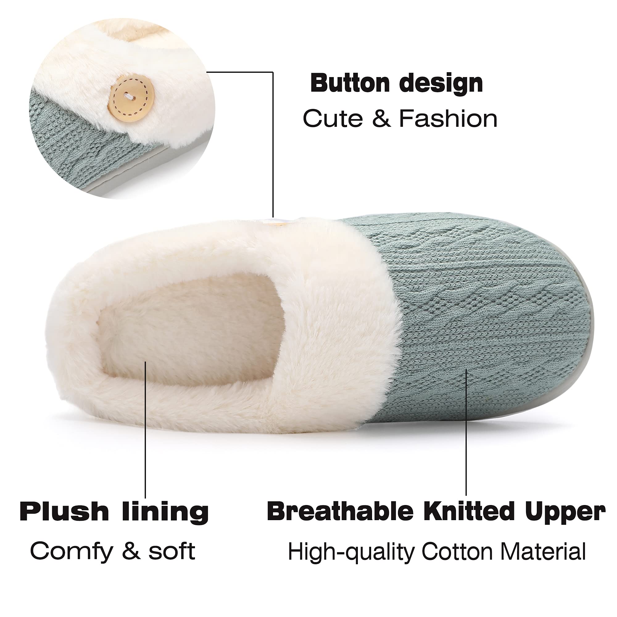 Women's Fuzzy Comfy Warm House Slippers - Soft Plush Knitted Indoor/Outdoor Winter Slippers for Women | Perfect for Lounging at Home, Running Errands & Cold Weather Comfort