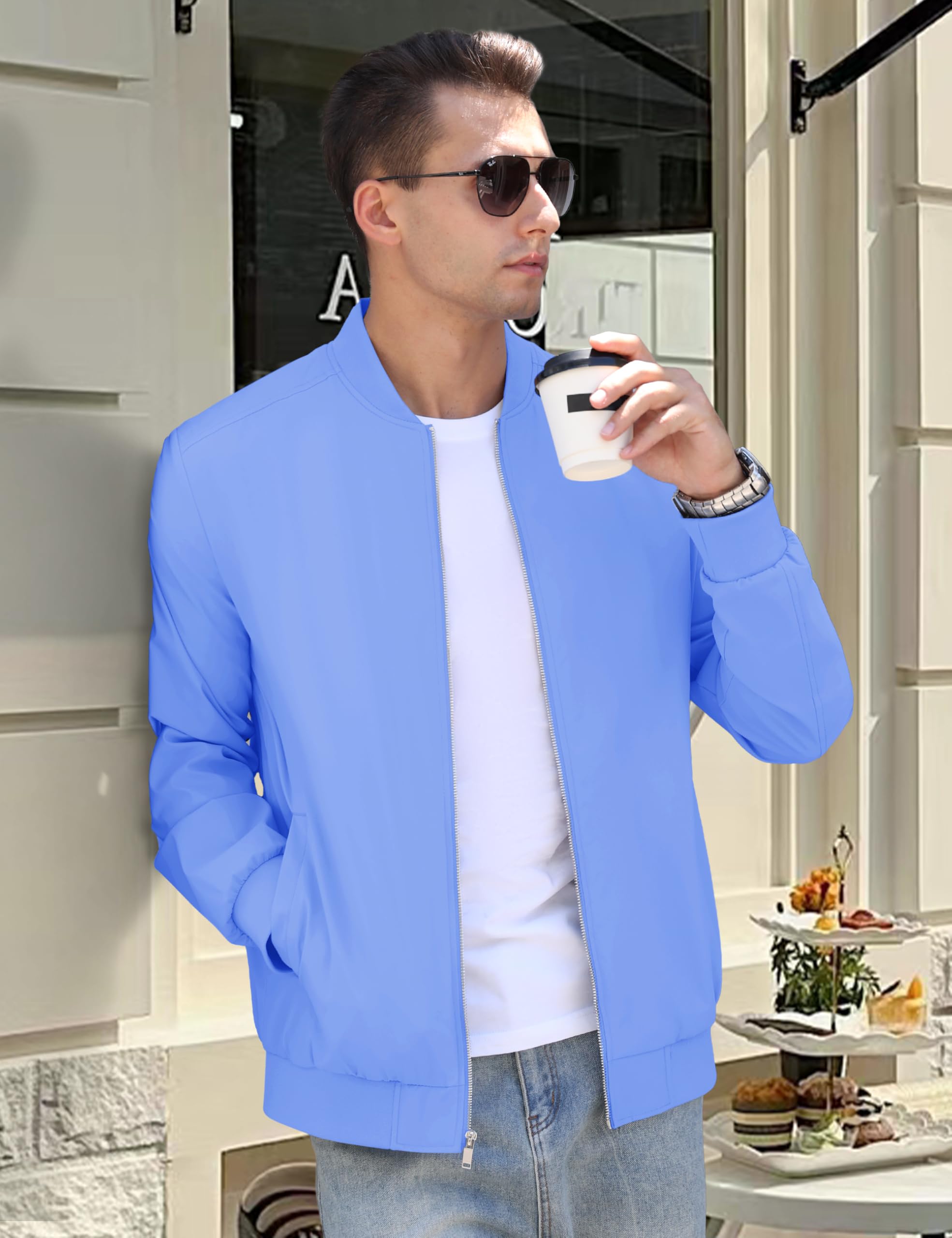 CRYSULLY Men's Lightweight Bomber Jacket - Windproof Full Zip Casual Coat for Spring & Fall | Perfect for Outdoor Activities, Travel & Daily Wear