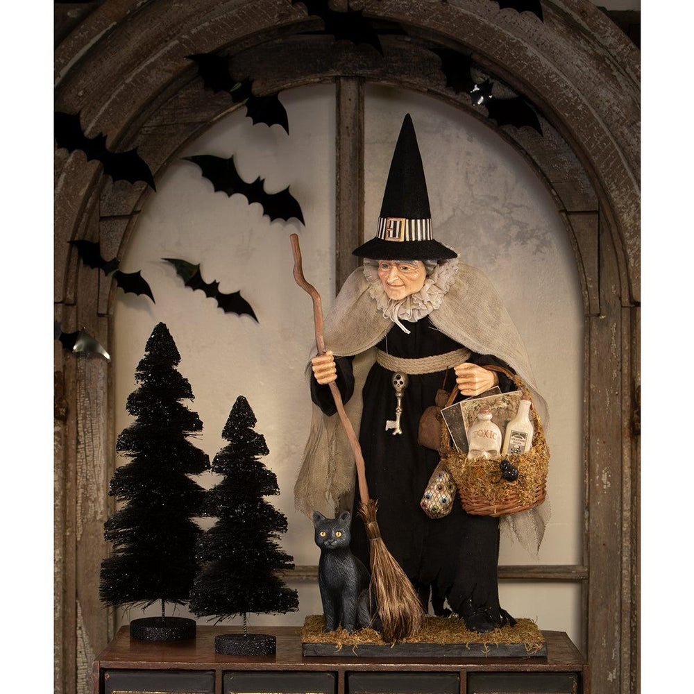 Bethany Lowe Designs Hildegard with Potion Basket - Halloween Witch Doll Decor for Home, Party & Witchcraft Altar Display