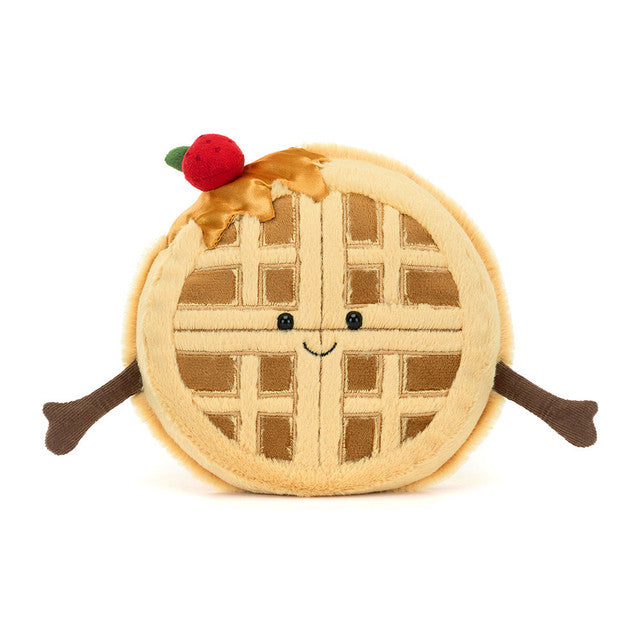 Amuseables Rene Waffle Plush Toy - Cute & Soft Waffle Pillow for Home Decor, Gift & Stress Relief - Perfect for Bedroom, Office & Car Accessories