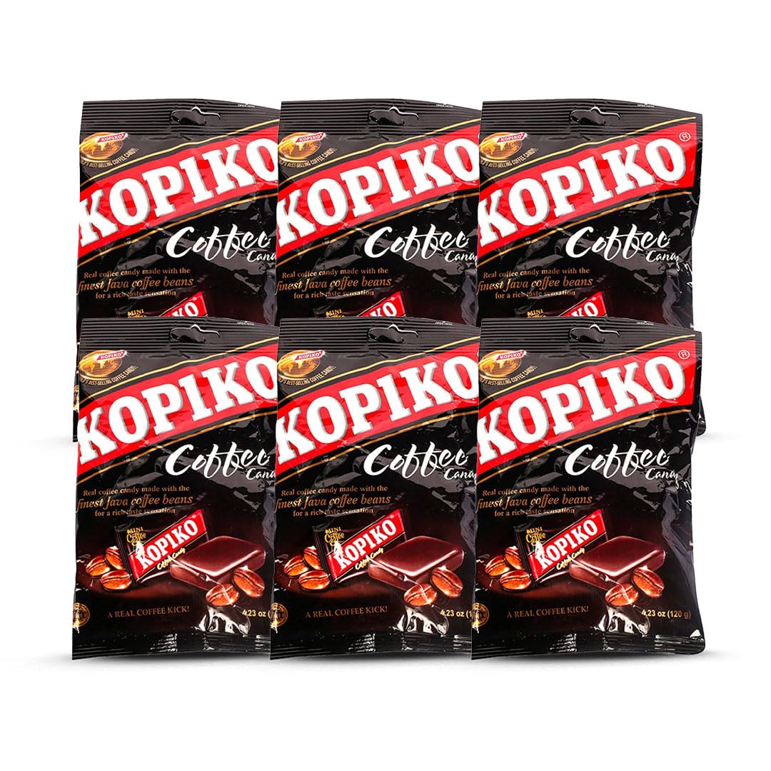 Kopiko Coffee Candy Snacks - 4.23 Oz (8-Pack) | Caffeinated Sweet Treat for Energy Boost at Work, School & Travel