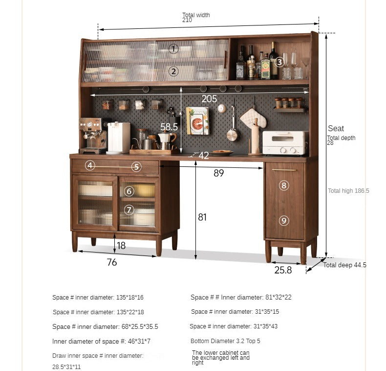 Premium Black Walnut Multi-Function Storage Sideboard - Modern Entryway Console Table with Drawers & Shelves - Perfect for Living Room, Dining Room, or Hallway Organization
