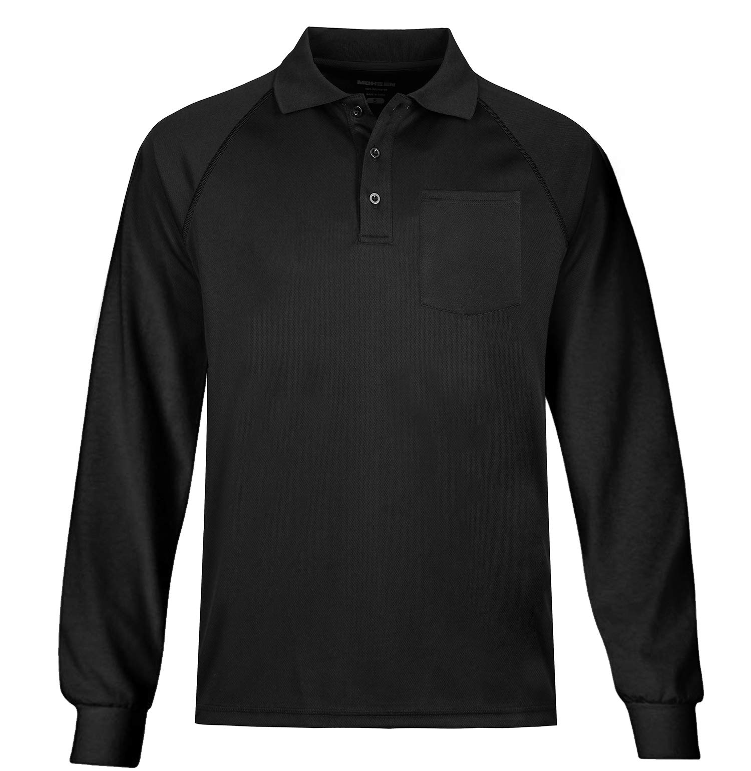 MOHEEN Men's Performance Pique Polo Shirt - UPF 50+ Sun Protection, Moisture-Wicking & Breathable Long Sleeve Golf Shirt for Big & Tall (Sizes M-6XL) - Perfect for Golf, Tennis, Outdoor Sports & Casual Wear