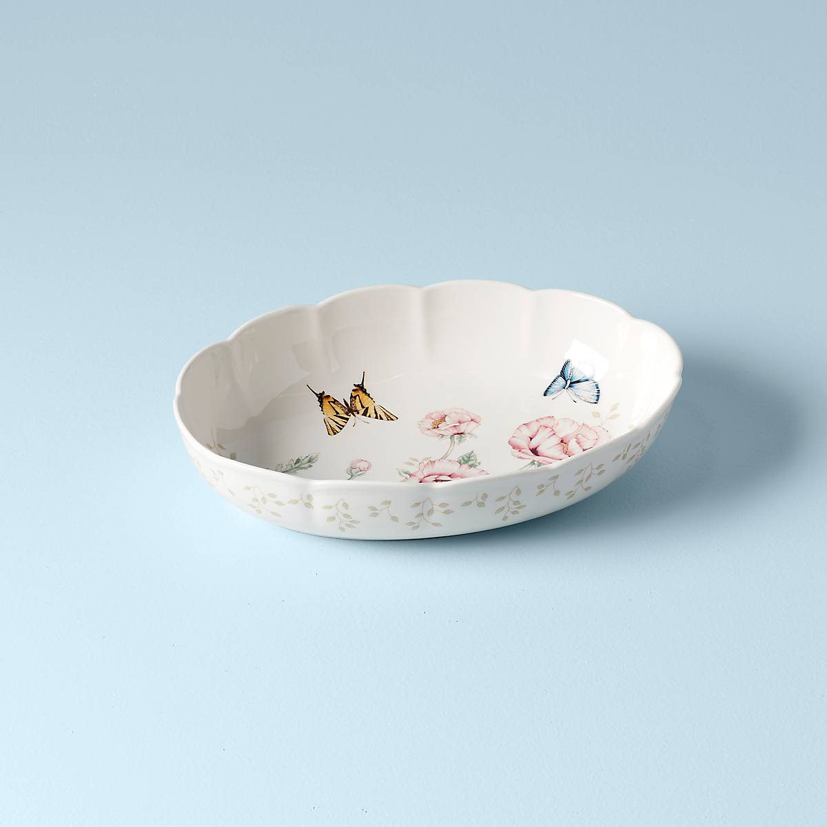 Butterfly Meadow Scalloped Oval Baker - Elegant Ceramic Baking Dish for Casseroles, Pies & Desserts | Perfect for Holiday Dinners, Family Gatherings & Potlucks