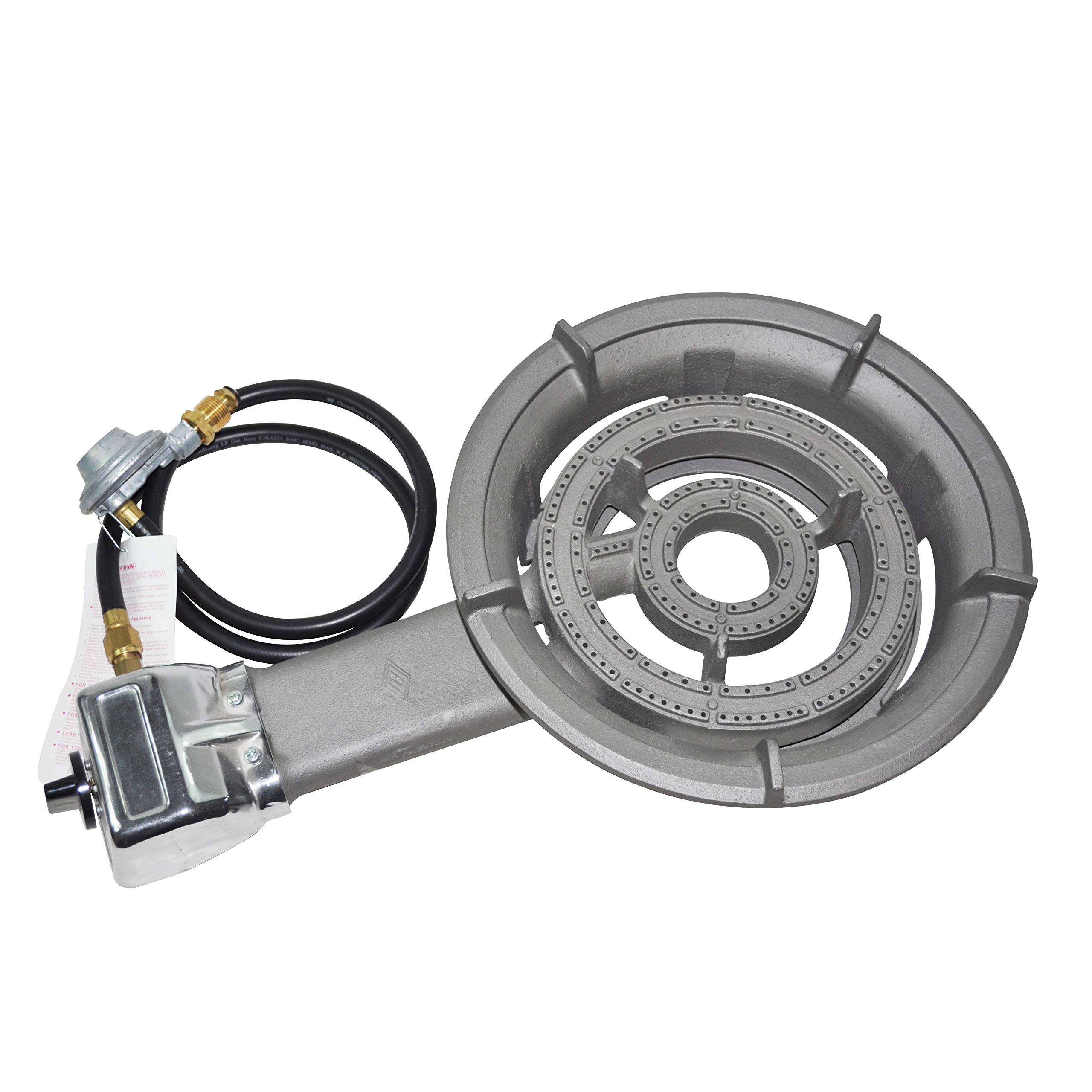 Portable Outdoor Gas Burner - High Power 45,000 BTU Free-Standing Cooker with Hose for Camping, Backyard BBQ & Tailgating - Kings Cooker GS-200C/280C (Large Size)
