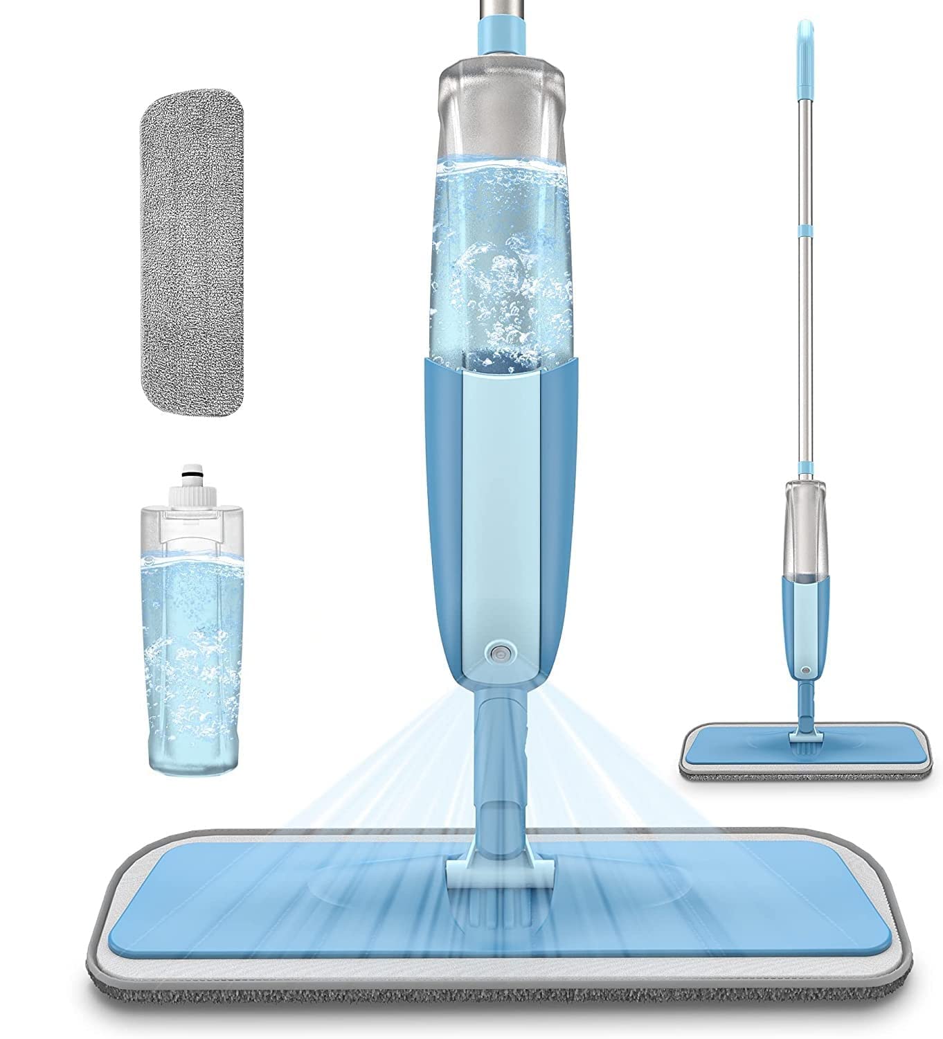 Verozi® 360° Rotating Magic Flat Microfiber Mop with Stainless Steel Handle - Wet Dry Floor Cleaner for Hardwood, Tile & Laminate - Includes 2 Washable Refill Pads - Perfect for Home, Kitchen & Bathroom Cleaning (1 Pack)