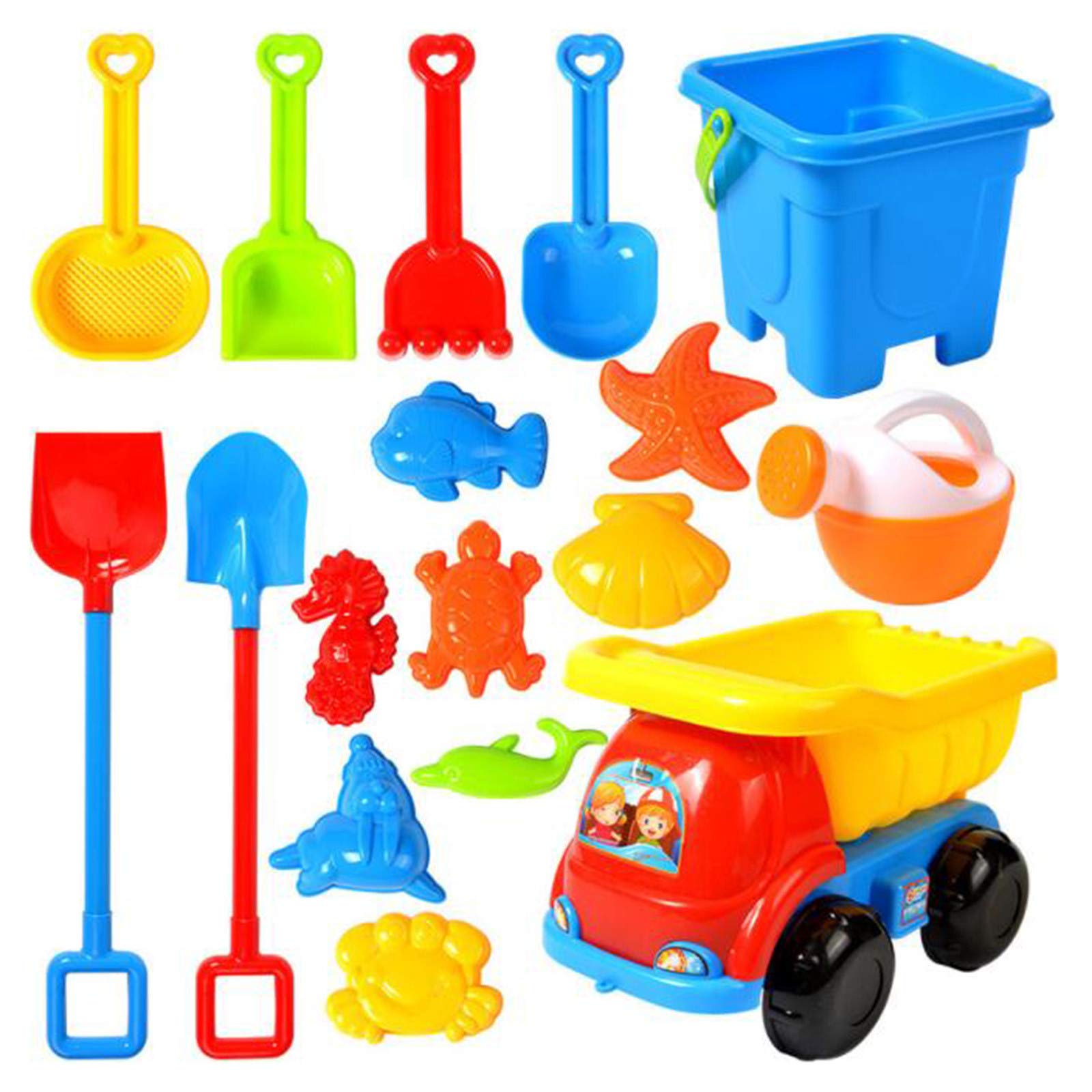 Muised 17-Piece Beach Toy Set for Toddlers & Kids - Sand Play, Sandpit & Outdoor Summer Toys for Ages 8 & Under - Perfect for Beach Vacations, Backyard Play & Summer Birthday Gifts