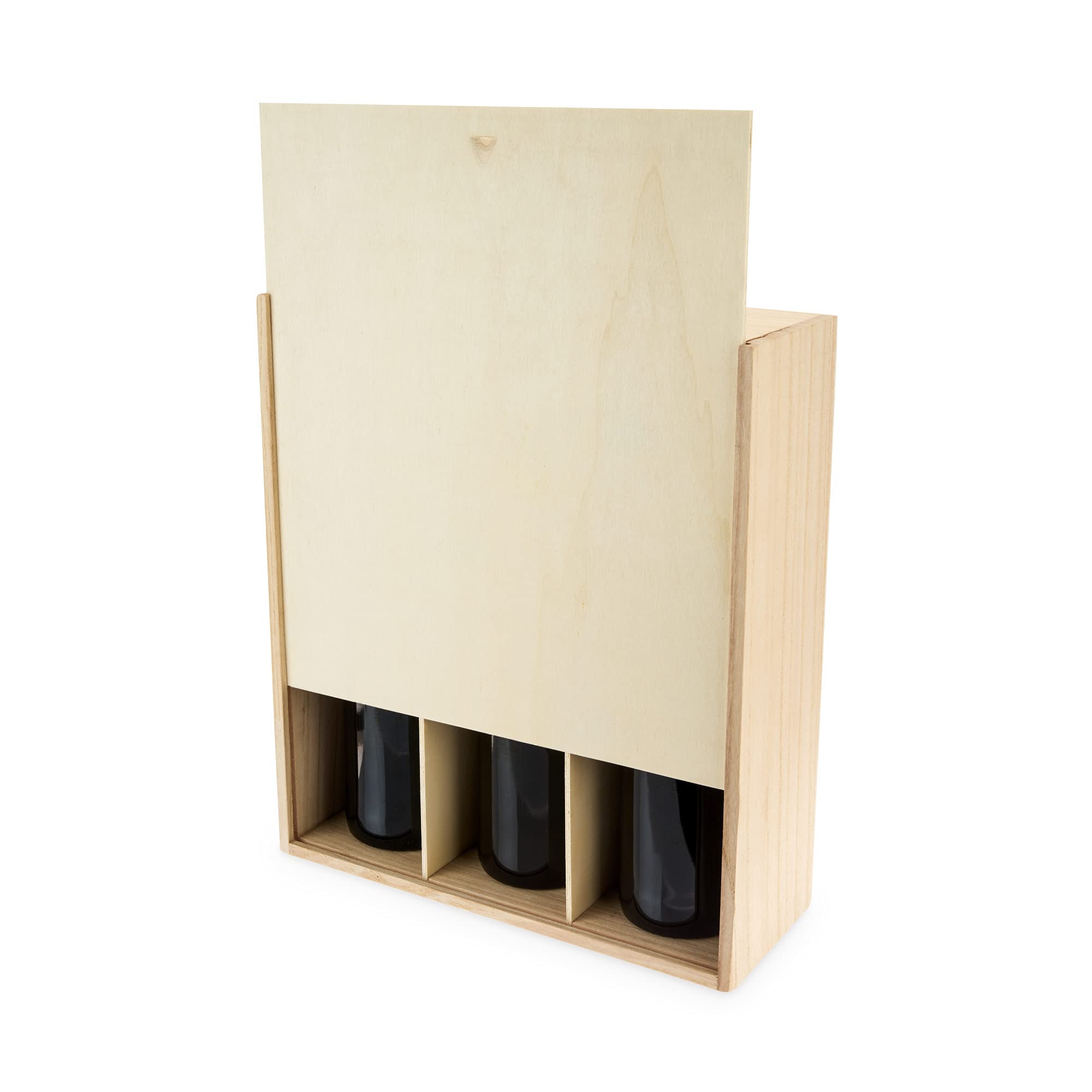Premium Paulownia Wood Wine Gift Box - Holds 3 Standard Bottles | Elegant Wine Storage & Presentation Case | Perfect for Holidays, Weddings & Corporate Gifting | Natural Wooden Wine Bottle Box with Luxury Finish