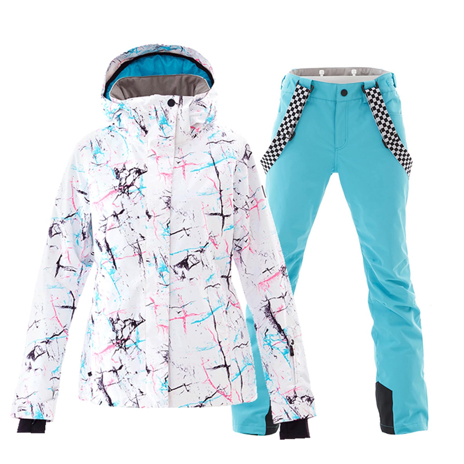 GS SNOWING Women's Ski Jacket & Pants Set - Windproof Waterproof Insulated Snowsuit for Winter Warmth - Perfect for Snowboarding, Skiing & Cold Weather Activities