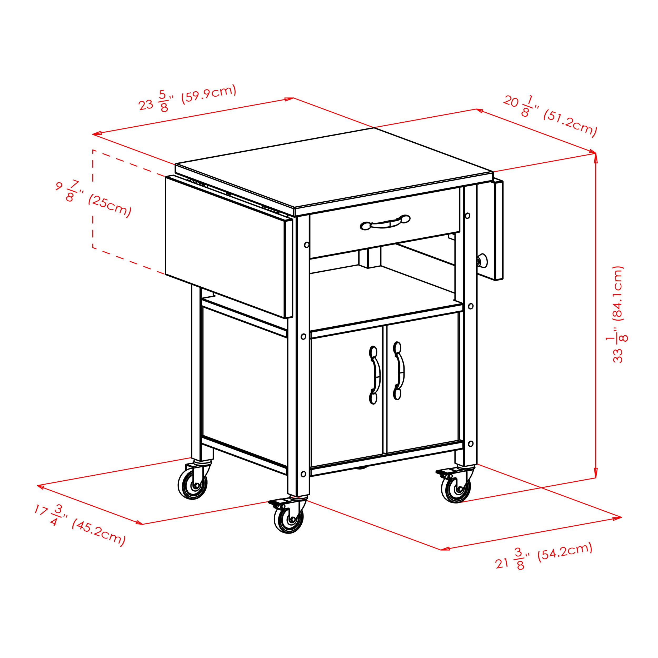 Winsome Wood Drop-Leaf Kitchen Cart - Space-Saving Kitchen Island with Wheels for Small Spaces, Dining & Food Prep - Perfect for Apartments, Dorms & Compact Kitchens