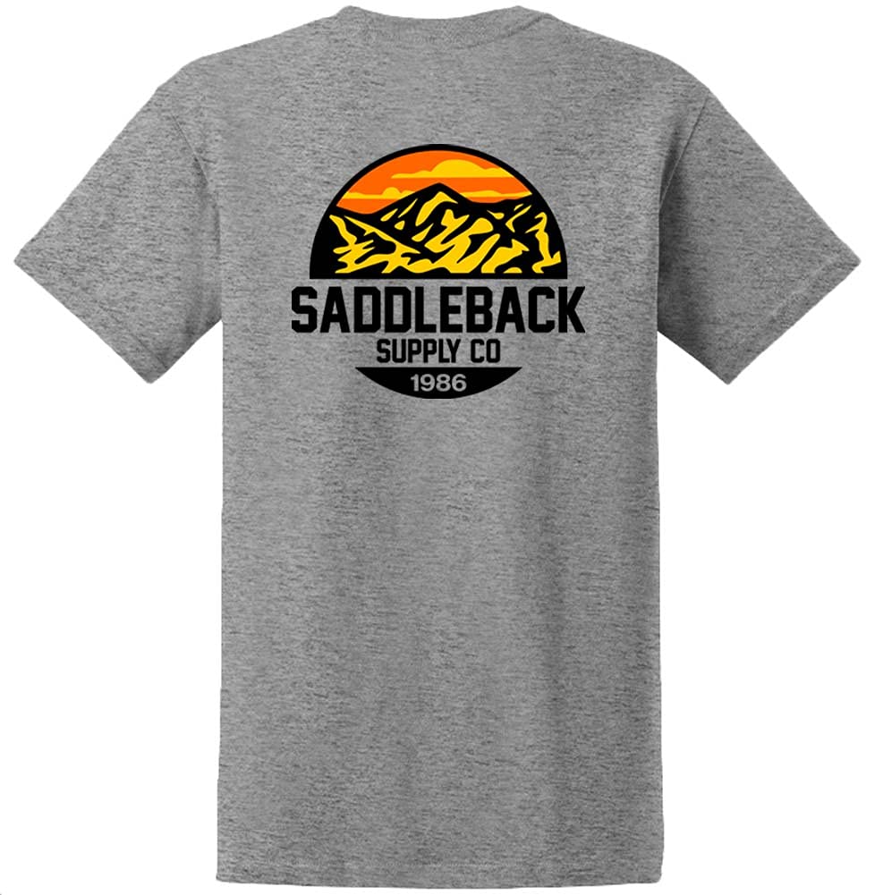 Saddleback Supply Men's Mountain Logo Heavyweight T-Shirt - Regular, Big & Tall Sizes - Durable Cotton Tee for Outdoor Adventures & Casual Wear