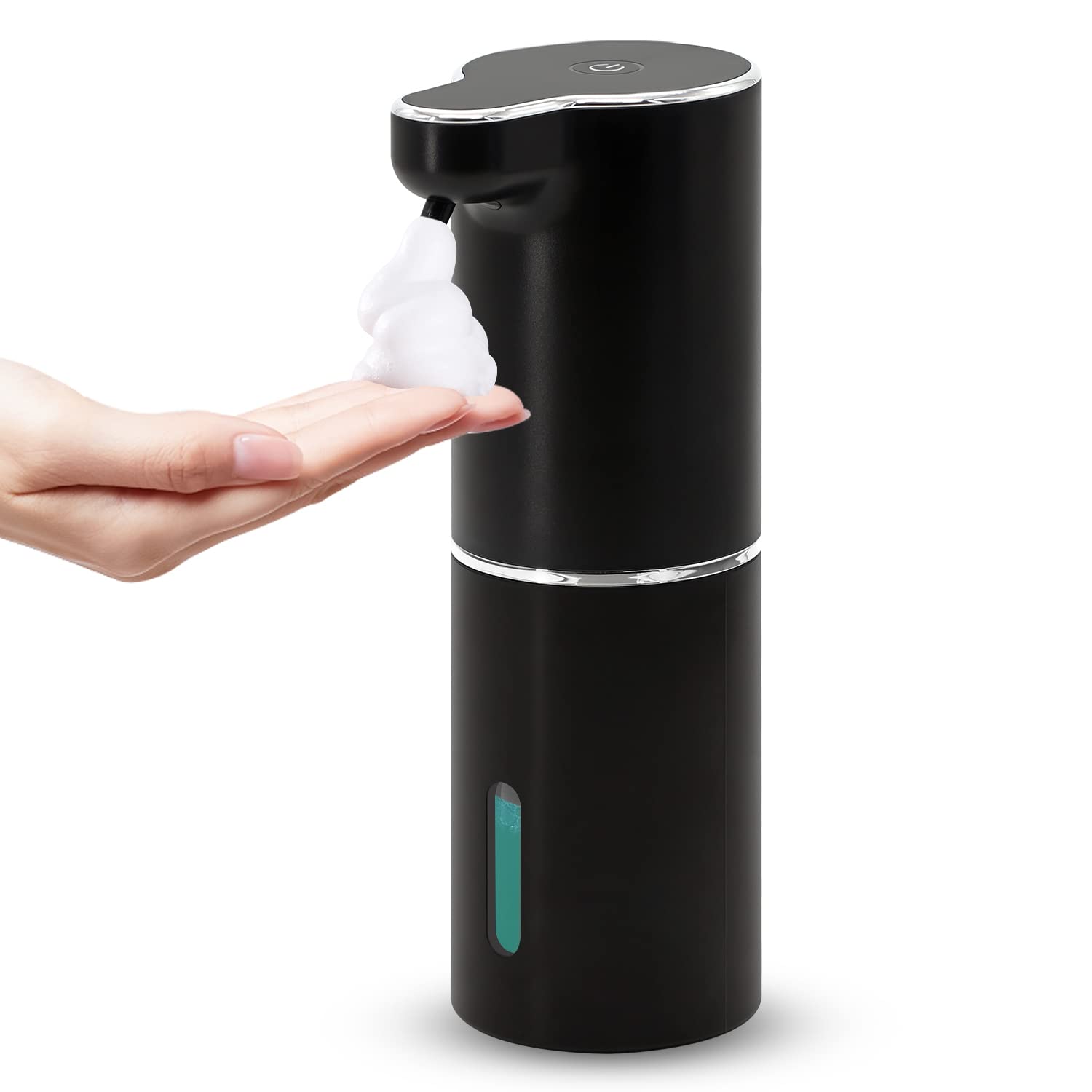 LAOPAO Automatic Touchless Foaming Hand Soap Dispenser - Rechargeable 300ml Foam Soap Pump for Bathroom & Kitchen Countertop - Perfect for Kids & Christmas Gifts (Black) | Hygienic Hand Washing Solution for Home, Office, and Public Spaces