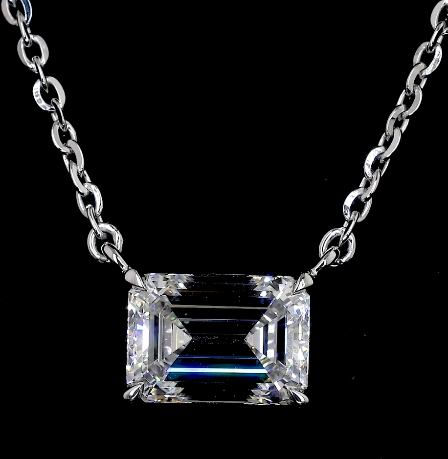 2.03 Carat Lab-Grown Emerald Cut Diamond Pendant in 14K White Gold - VS1 Clarity, F Color - Elegant Solitaire Necklace for Women - Perfect for Weddings, Anniversaries & Special Occasions